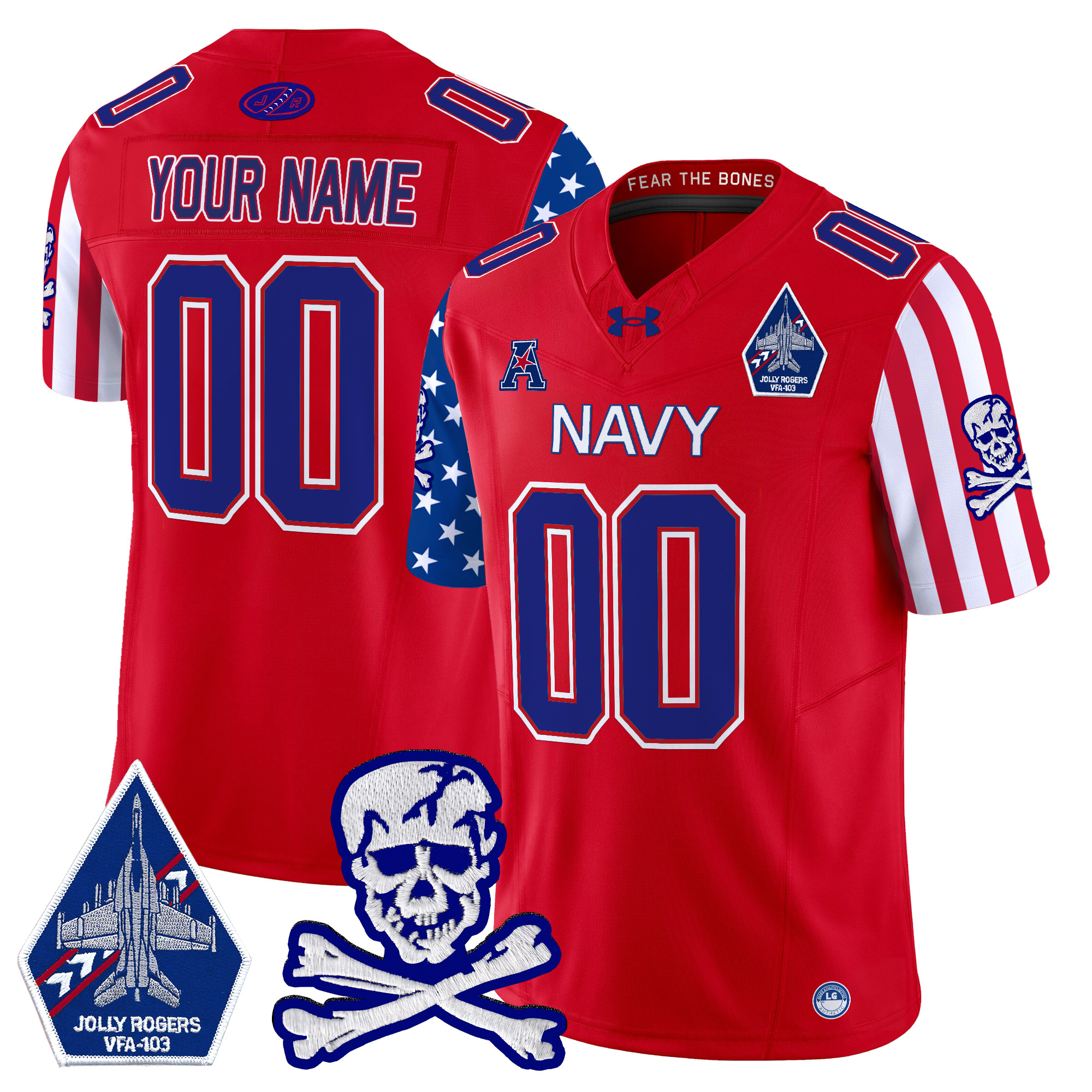 Navy Midshipmen 2025 Independence Day Vapor Limited Custom Jersey - All Stitched