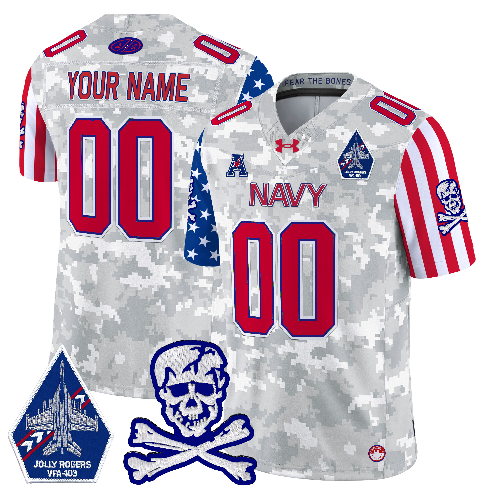 Navy Midshipmen 2025 Independence Day Vapor Limited Custom Jersey - All Stitched