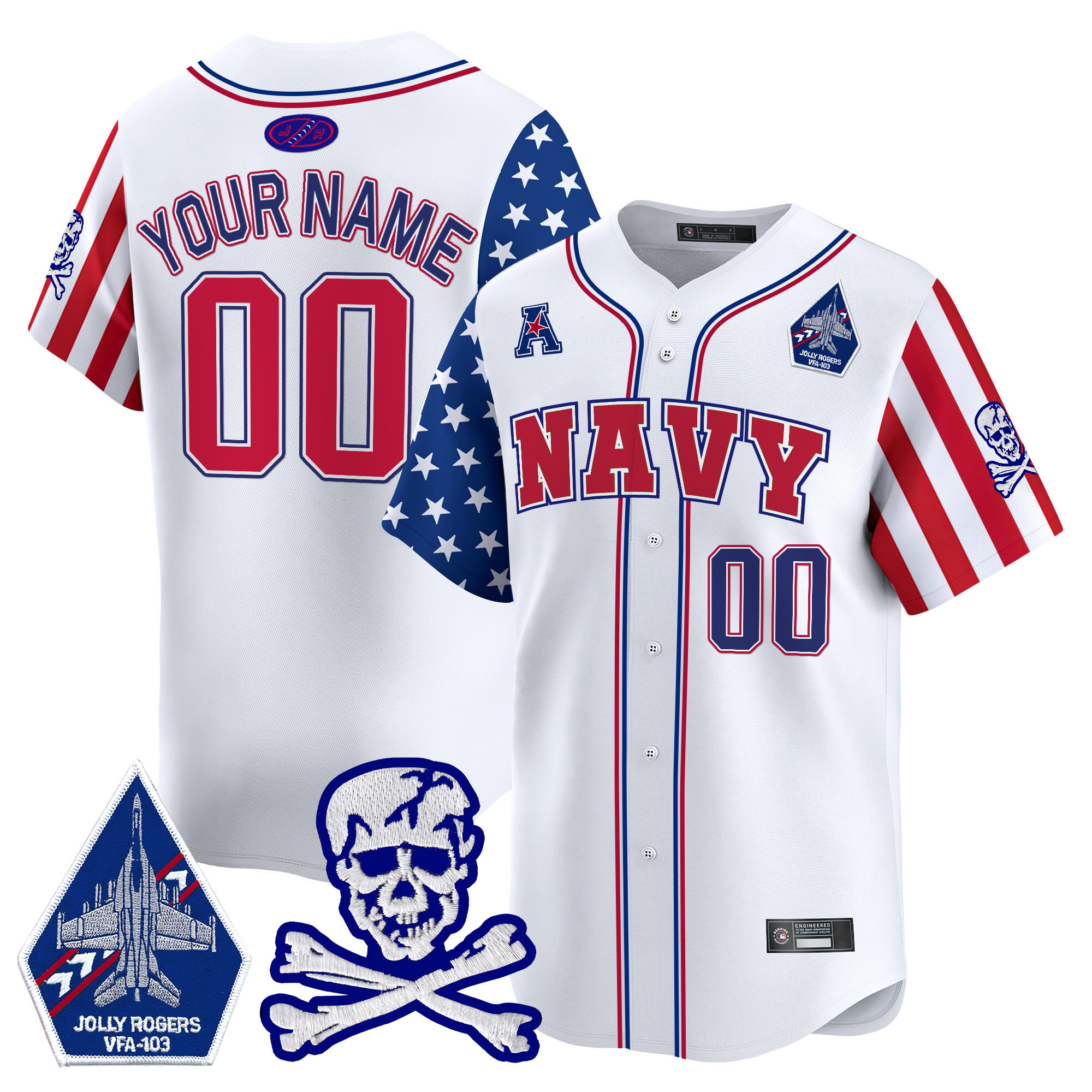 Navy Midshipmen 2025 Independence Day Vapor Premier Limited Custom Jersey - All Stitched