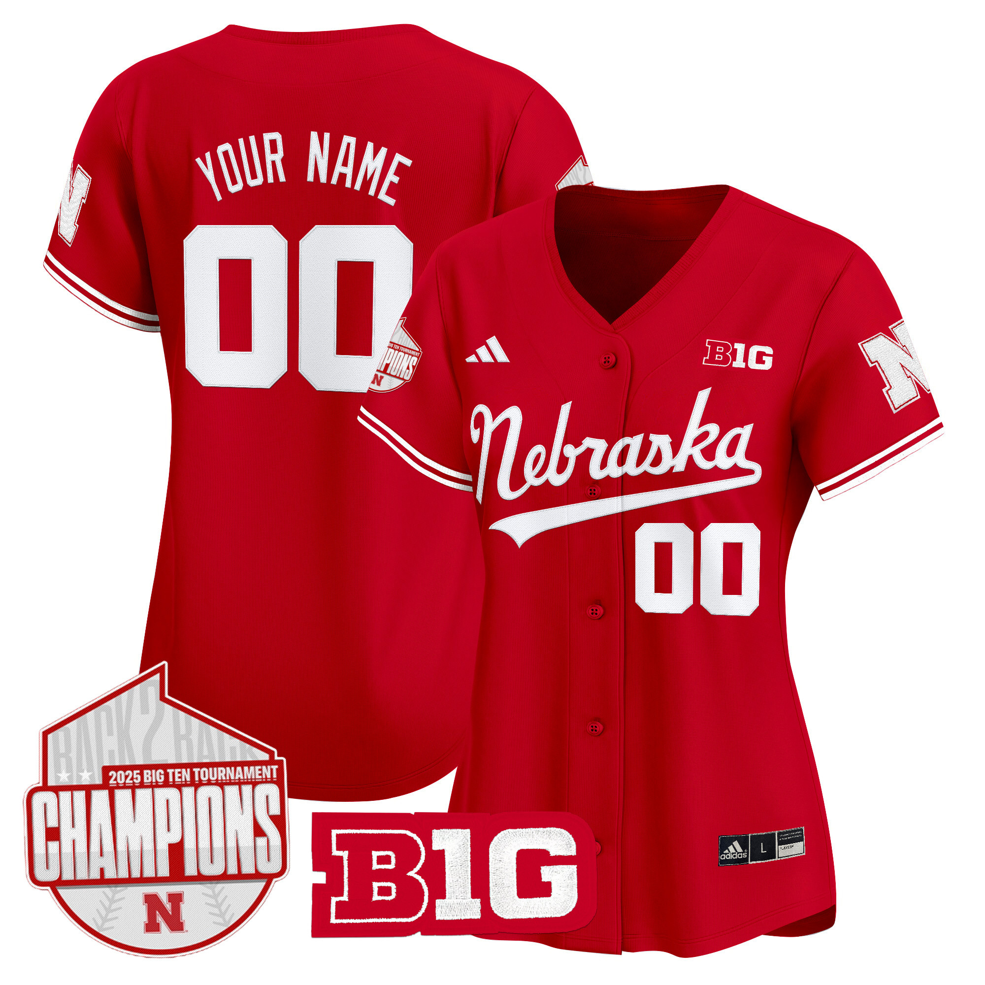 Nebraska Huskers Back 2 Back Champions Patch Vapor Premier Limited Custom Jersey - All Stitched