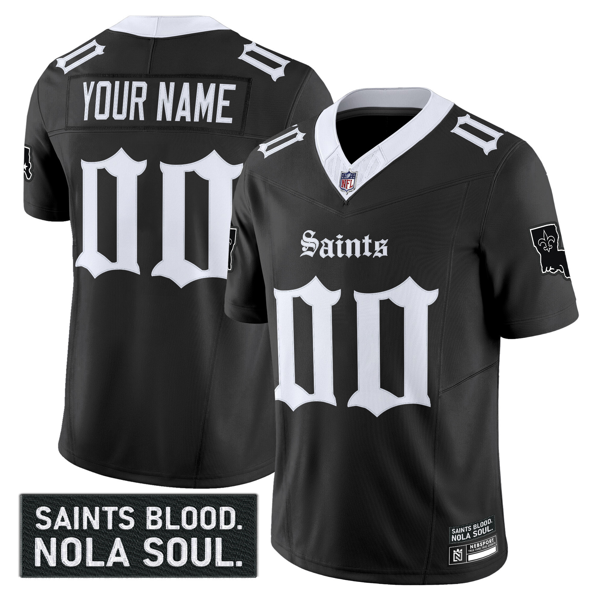 New Orleans Saints 'Gothic Vieux Carr� Edition' Vapor Custom Jersey - All Stitched