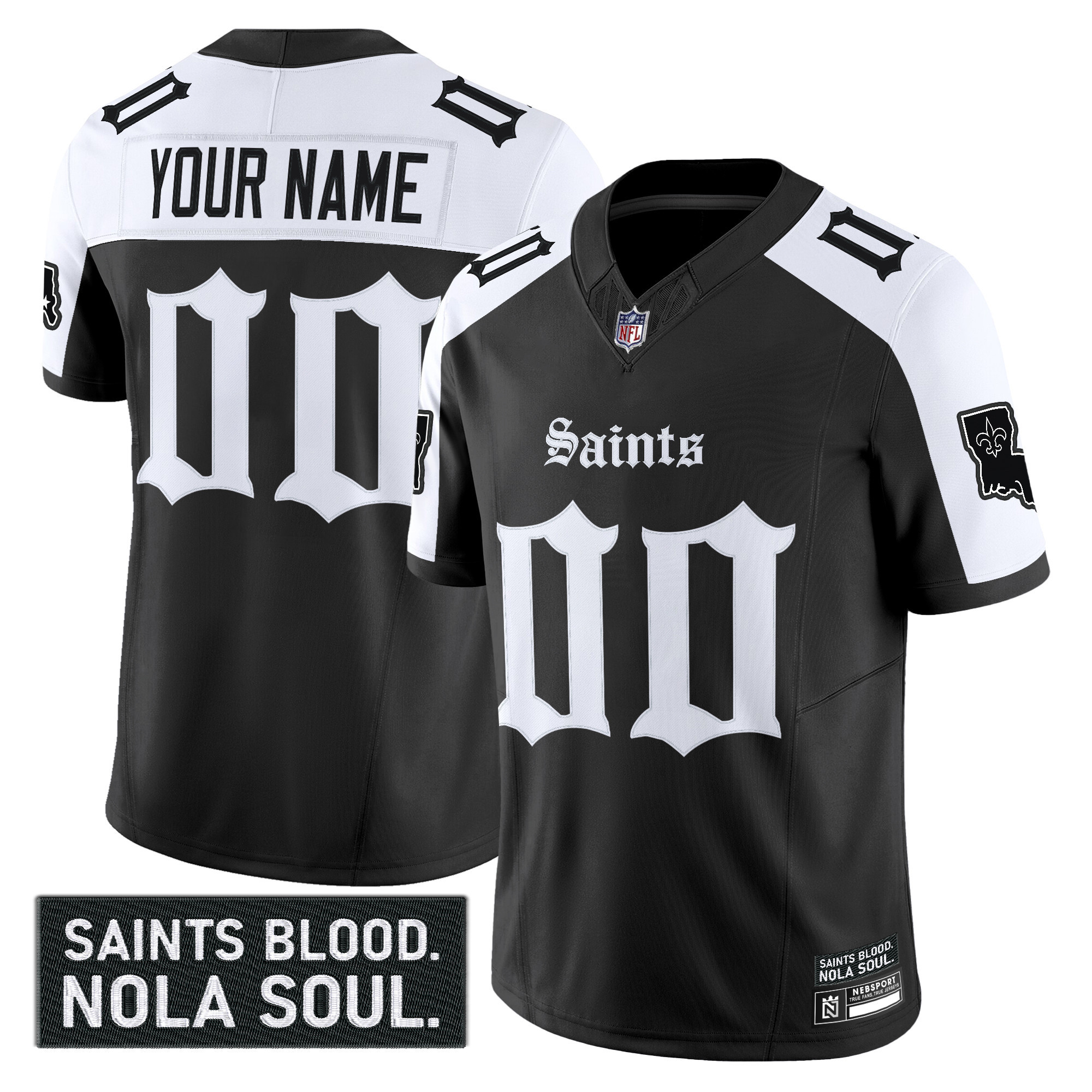New Orleans Saints 'Gothic Vieux Carr� Edition' Vapor Custom Jersey - All Stitched