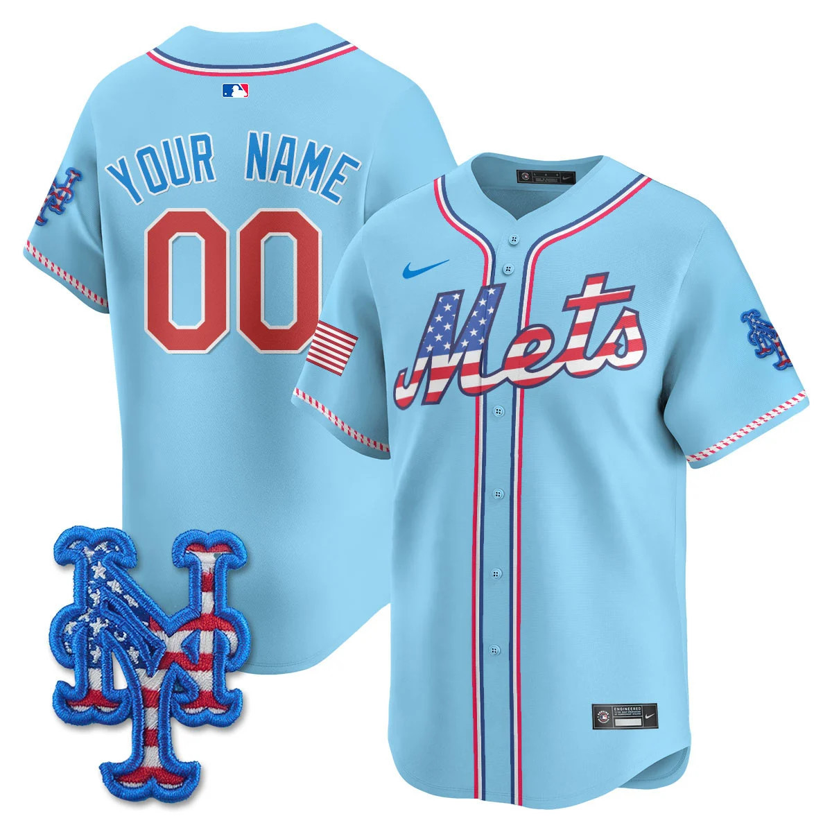 New York Mets 2025 Fourth of July Vapor Premier Limited Custom Jersey - All Stitched