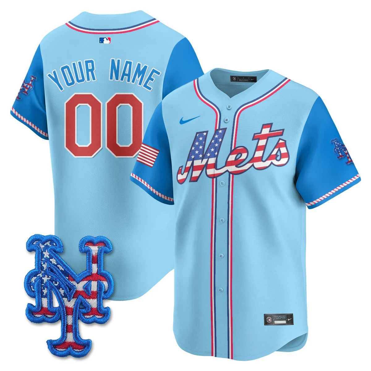New York Mets 2025 Fourth of July Vapor Premier Limited Custom Jersey - All Stitched