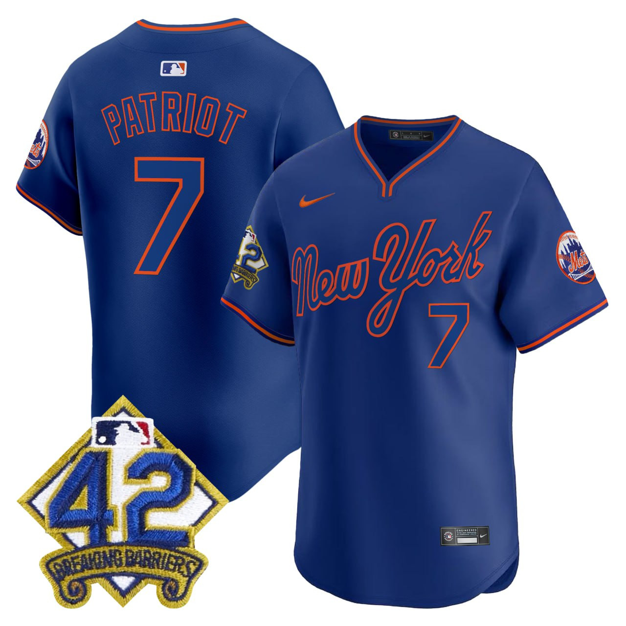 New York Mets 2025 Jackie Robinson Patch Road Alternate Customized Jersey ï¿½ All Stitched