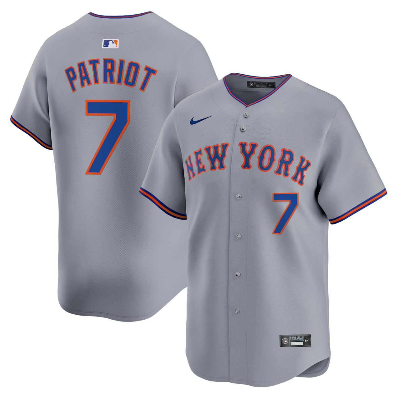 New York Mets Grey Customized Jersey - All Stitched