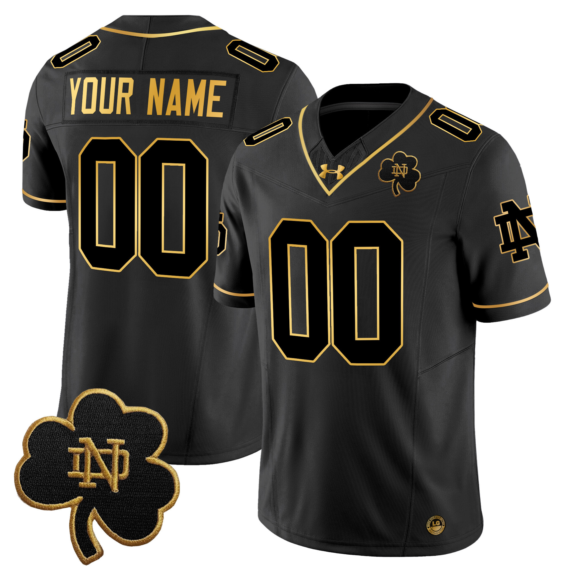 Notre Dame Fighting Irish 2025 Gold Vapor Limited Custom Jersey - All Stitched