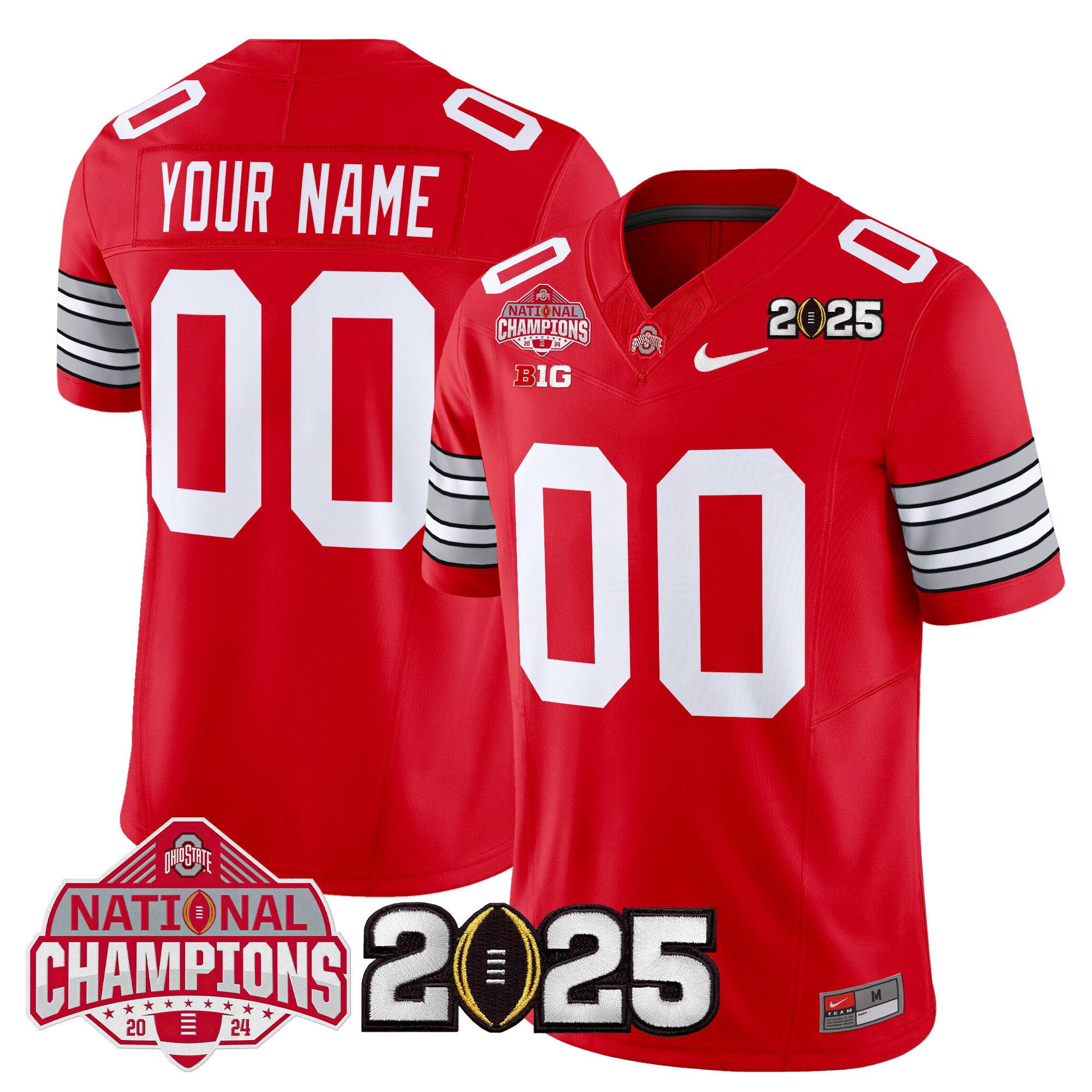Ohio State Buckeyes 'Heritage Stripe' 2025 National Champions Patch Vapor Limited Custom Jersey - All Stitched