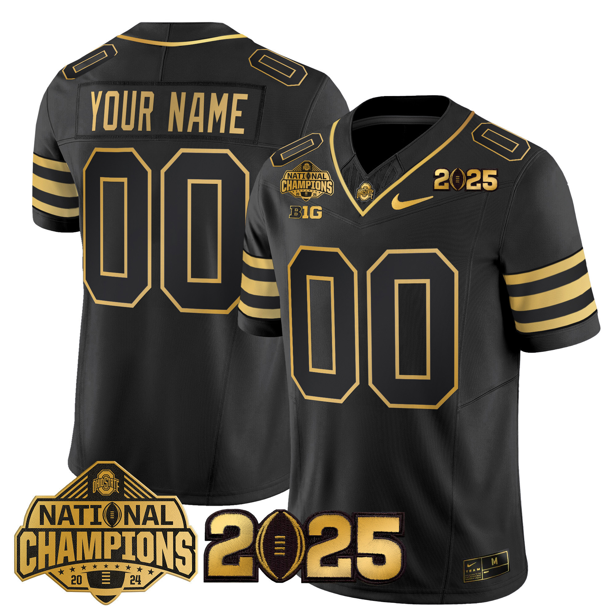 Ohio State Buckeyes 'Heritage Stripe' National Champions Patch Gold Vapor Limited Custom Jersey - All Stitched