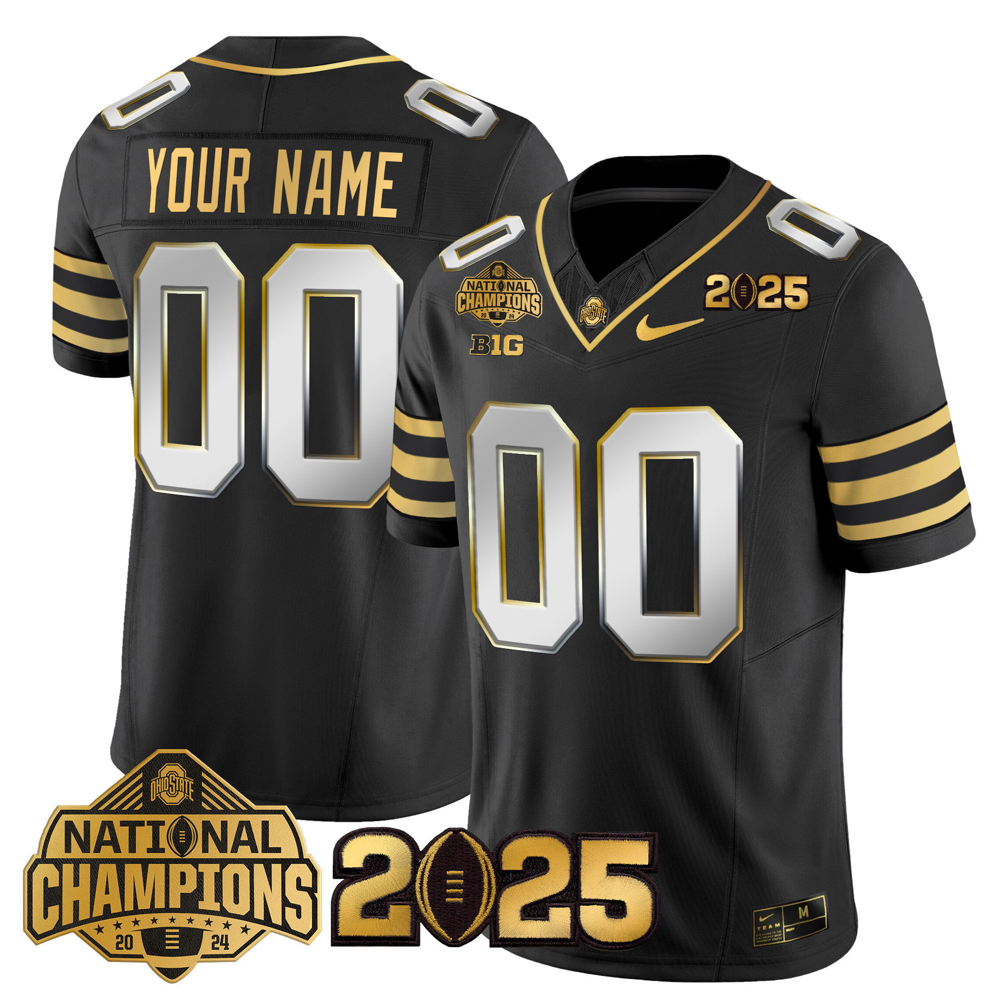 Ohio State Buckeyes 'Heritage Stripe' National Champions Patch Gold Vapor Limited Custom Jersey - All Stitched