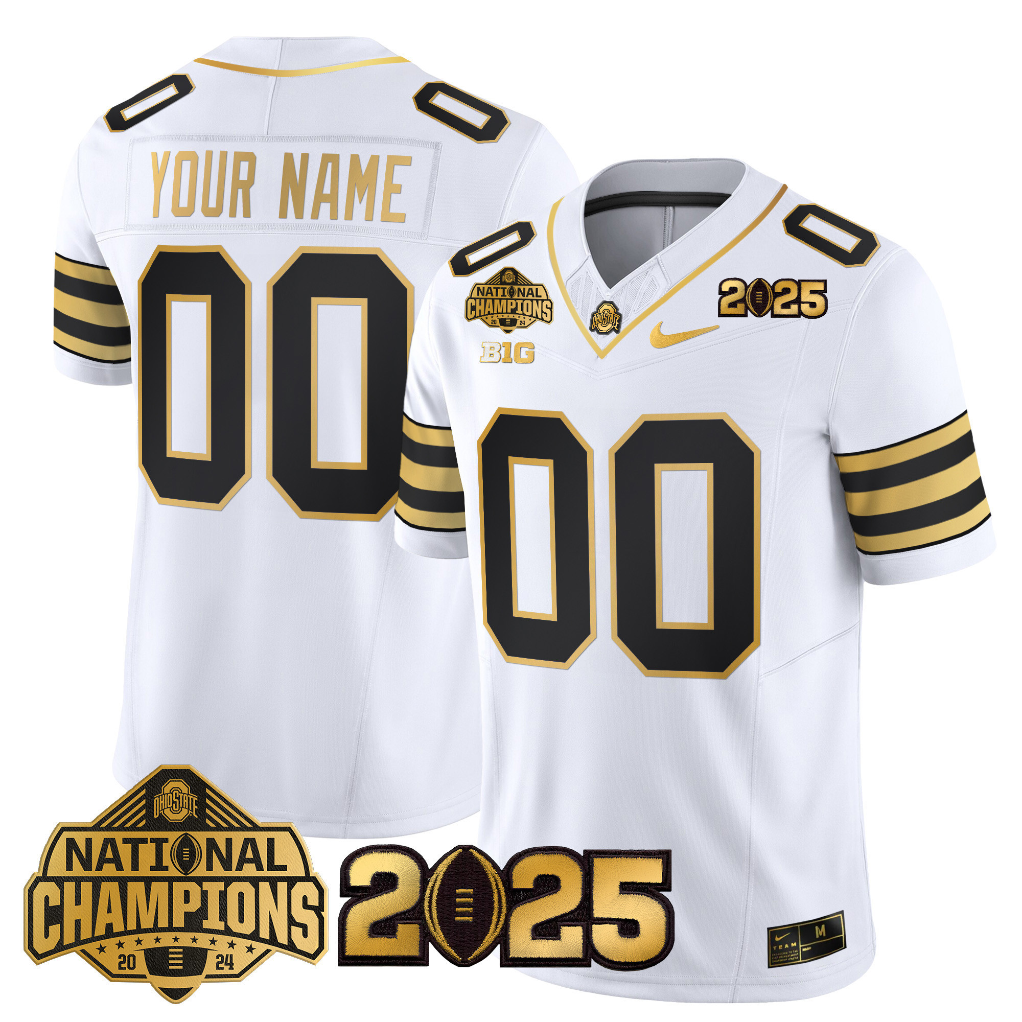 Ohio State Buckeyes 'Heritage Stripe' National Champions Patch Gold Vapor Limited Custom Jersey - All Stitched