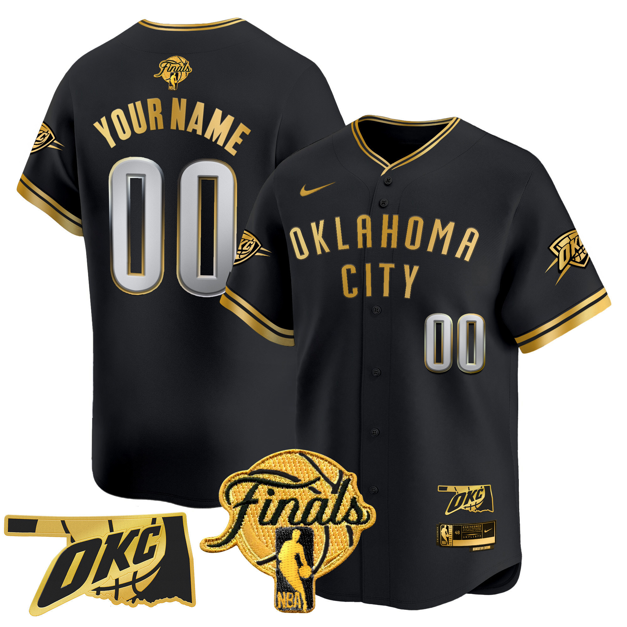 Oklahoma City Thunder 2025 Finals Vapor Baseball Custom Jersey - All Stitched