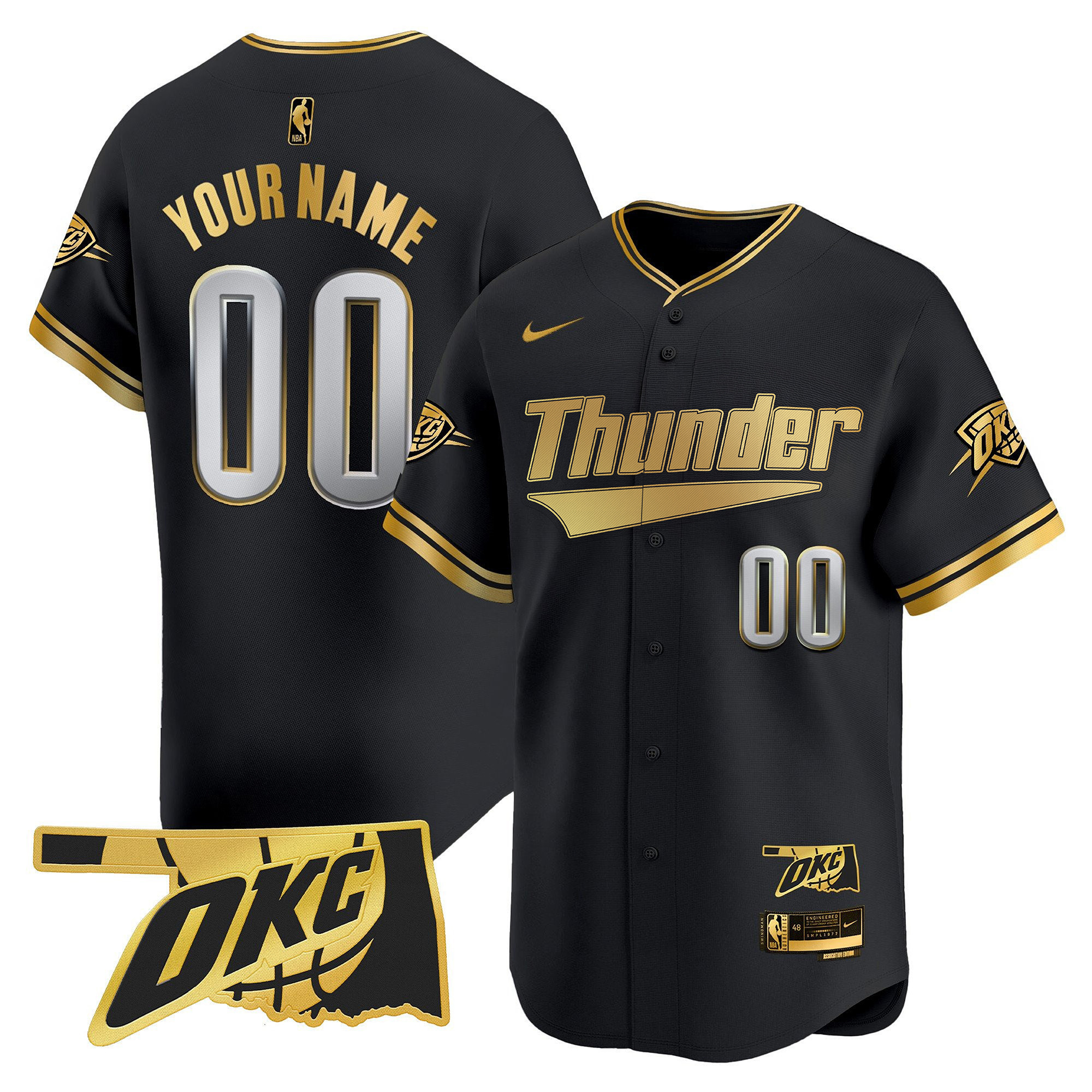 Oklahoma City Thunder Vapor Baseball Custom Jersey V2 - All Stitched