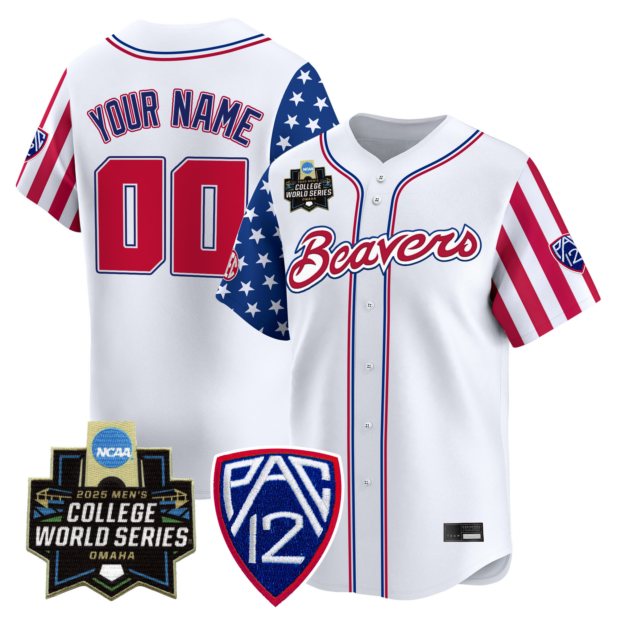 Oregon State Beavers 2025 Independence Day Vapor Premier Limited Custom Jersey - World Series Patch - All Stitched