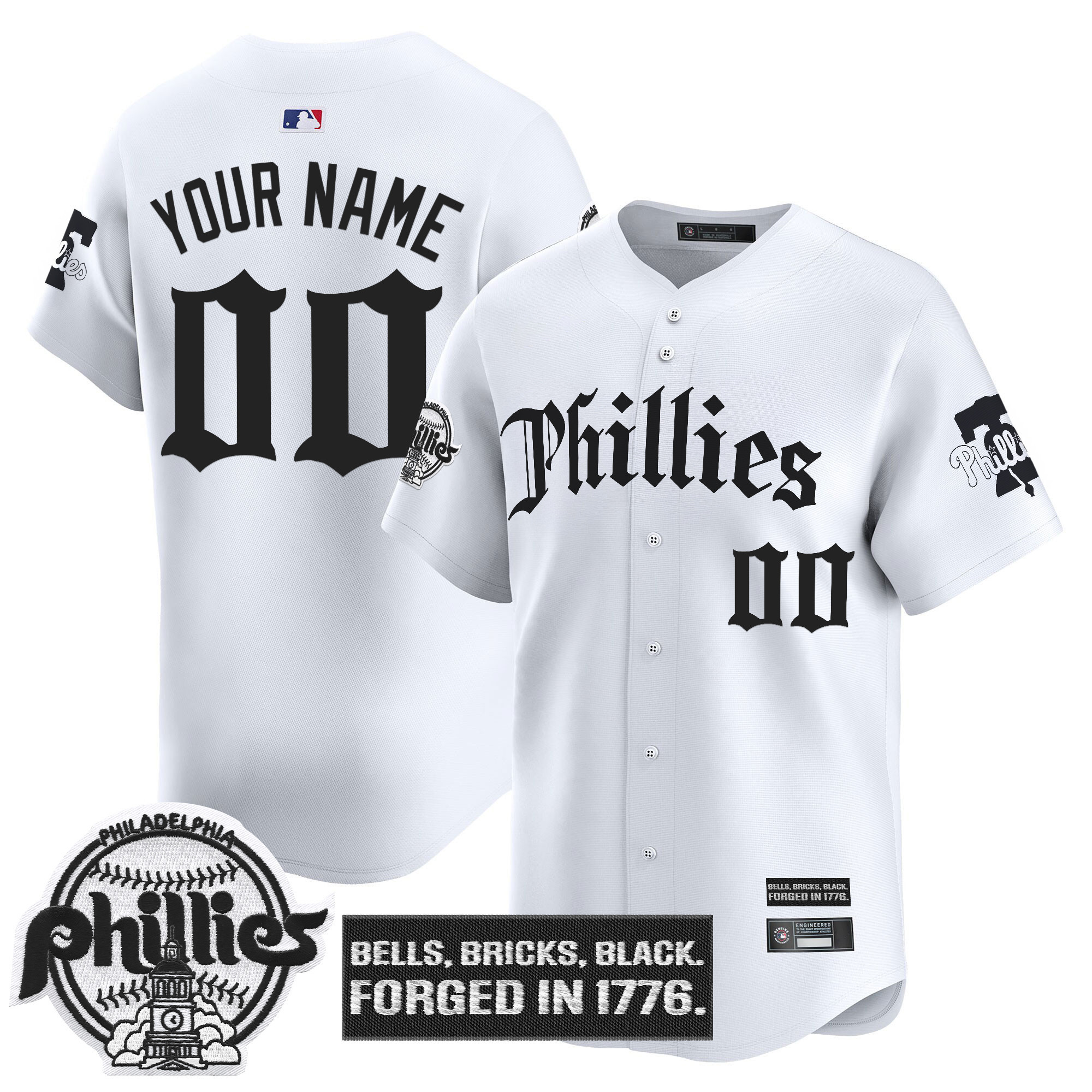 Philadelphia Phillies 'Gothic Liberty Edition' Vapor Premier Limited Custom Jersey - All Stitched