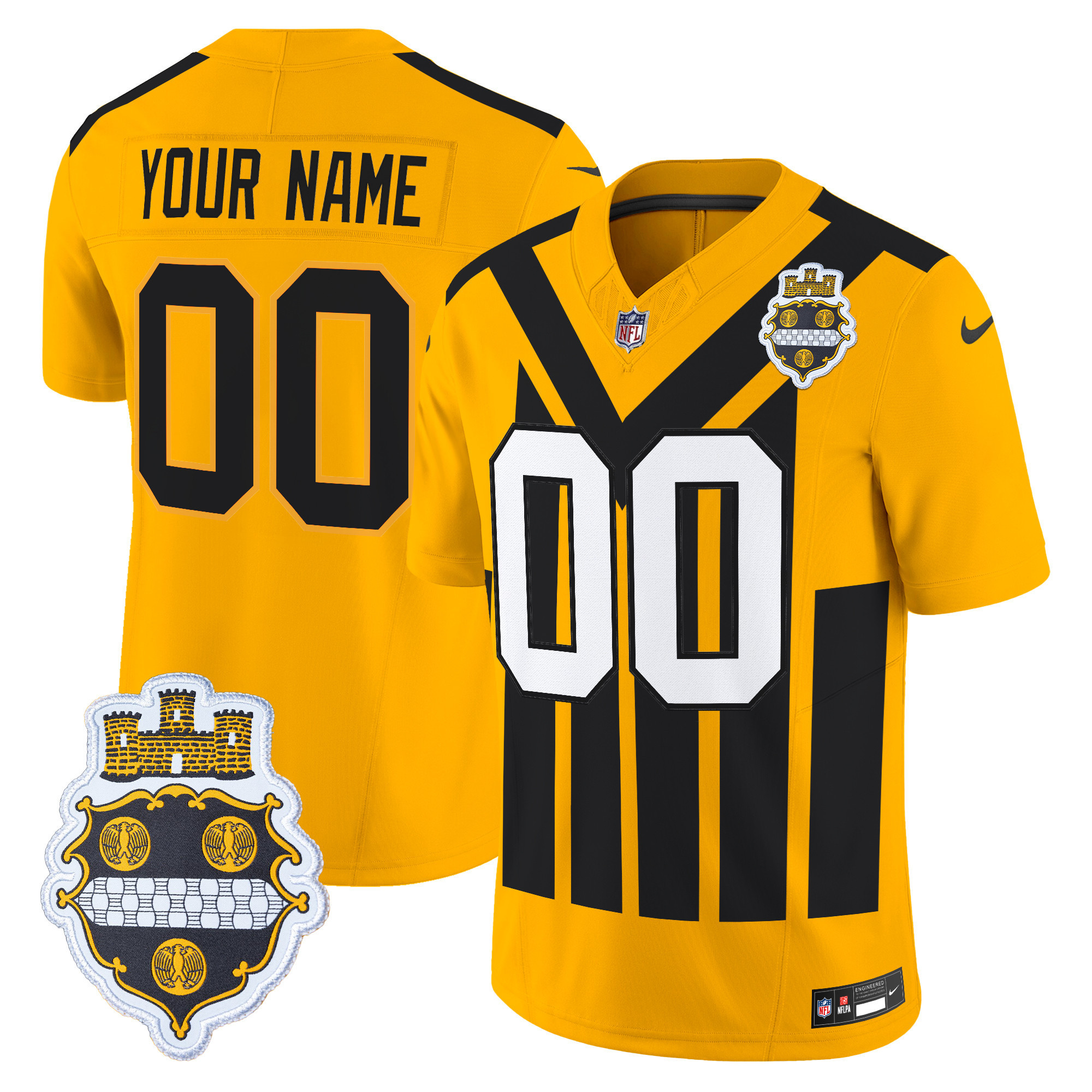 Pittsburgh Steelers 1933 Patch Throwback Vapor Limited Custom Jersey - All Stitched