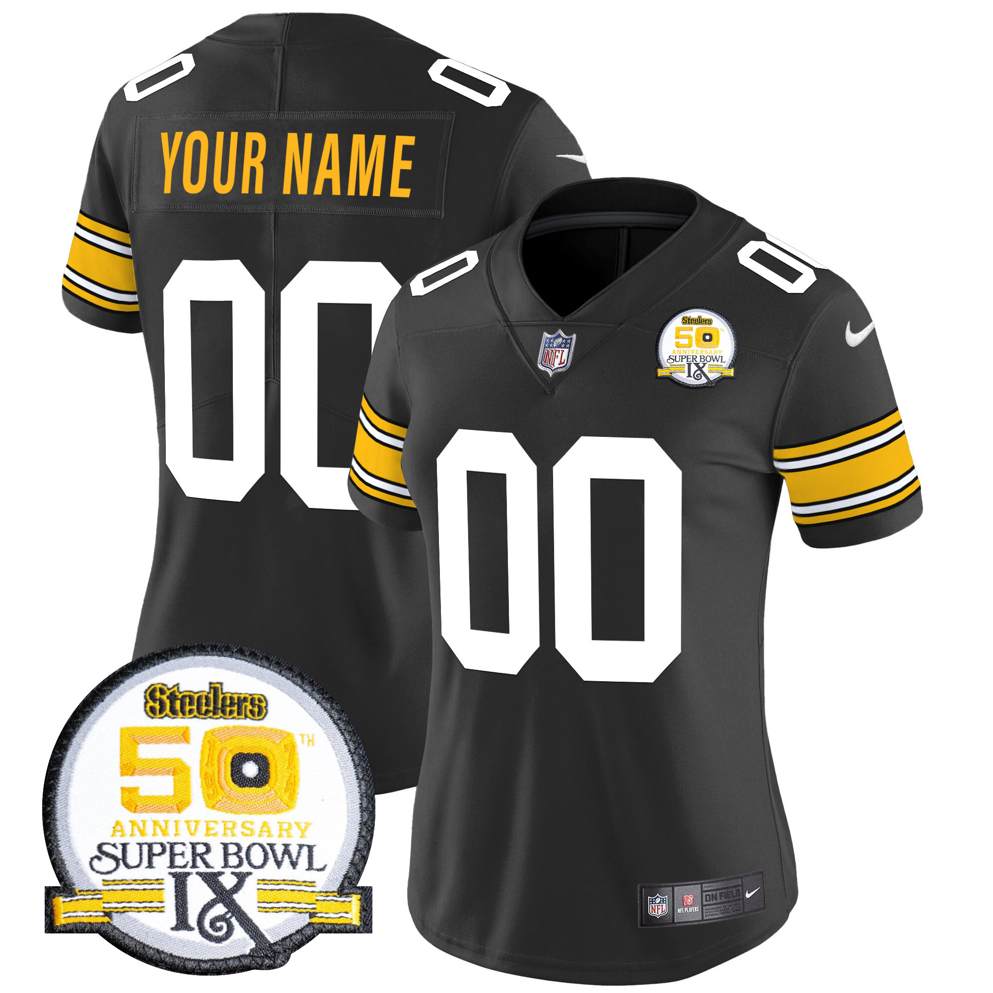 Pittsburgh Steelers Throwback Vapor Limited Custom Jersey - All Stitched