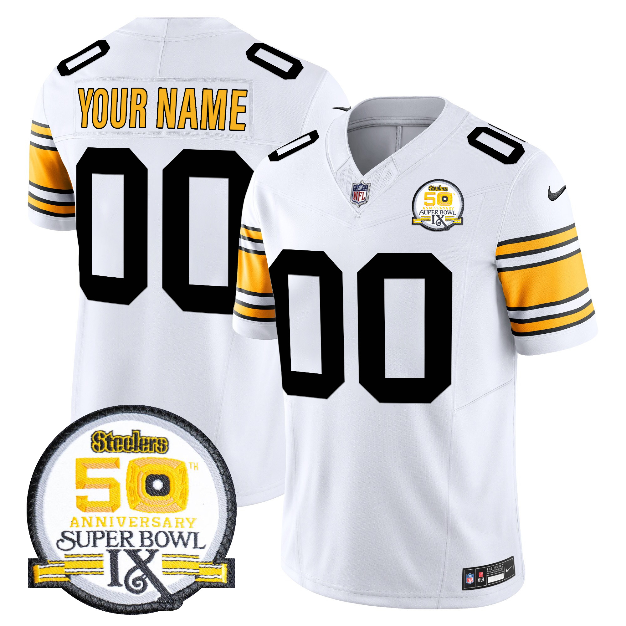 Pittsburgh Steelers Throwback Vapor Limited Custom Jersey - All Stitched