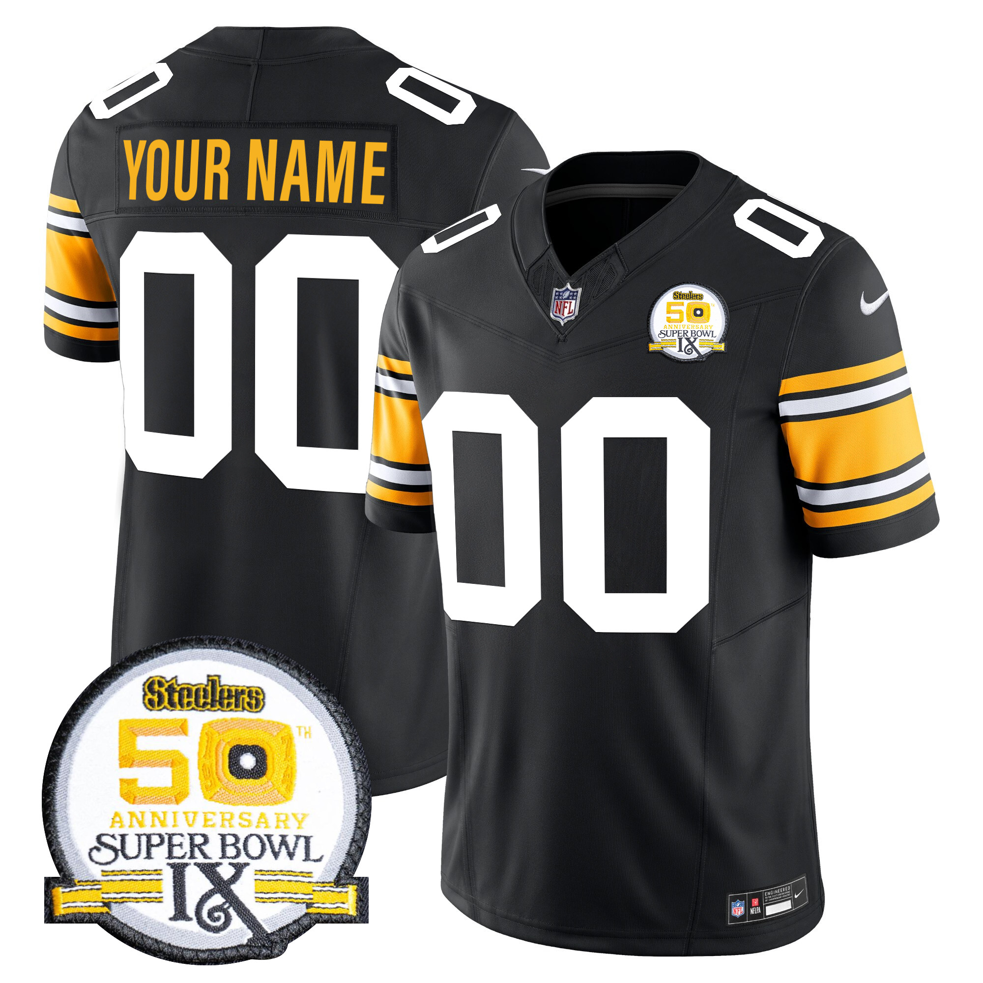 Pittsburgh Steelers Throwback Vapor Limited Custom Jersey - All Stitched
