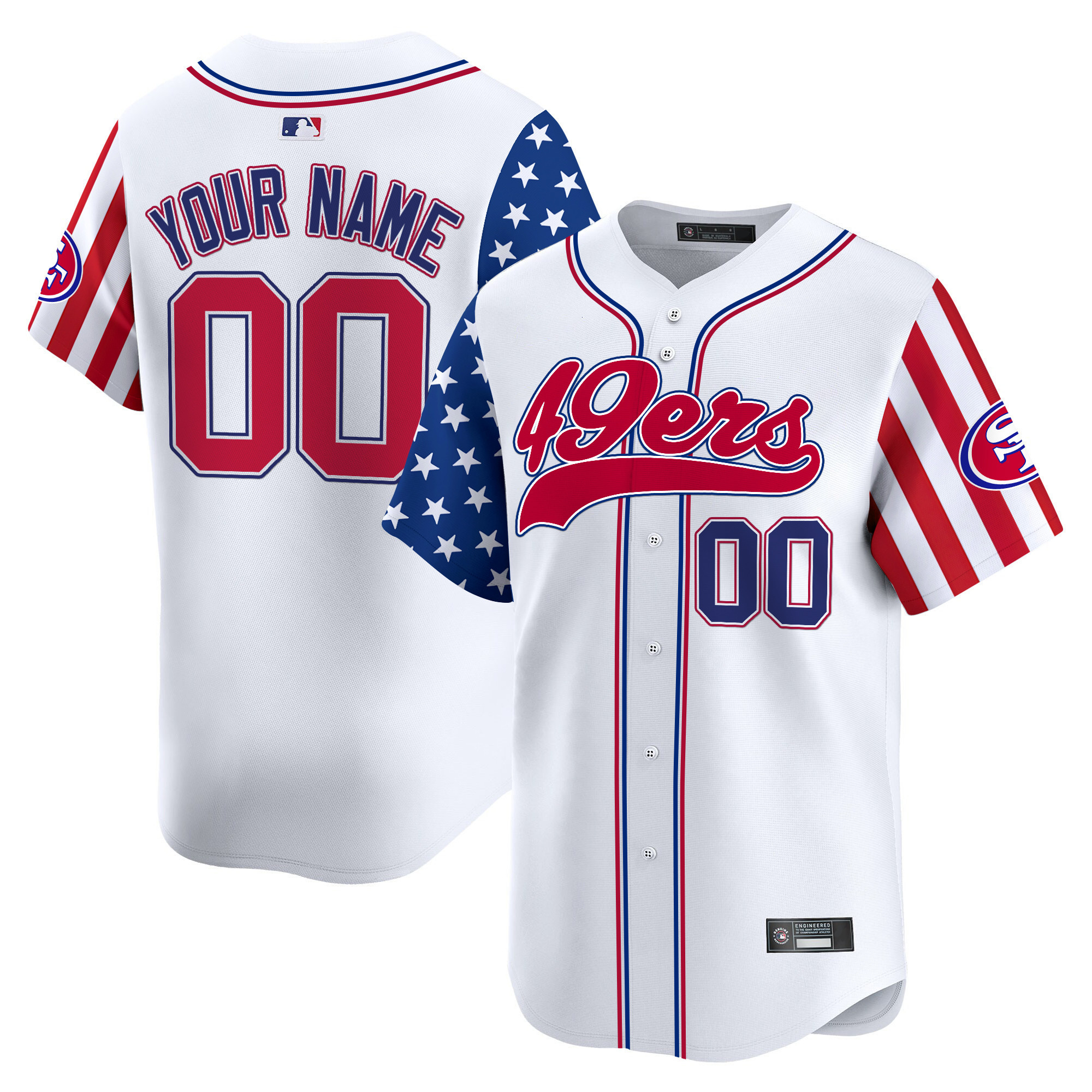 San Francisco 49ers 2025 Independence Day Vapor Baseball Custom Jersey - All Stitched