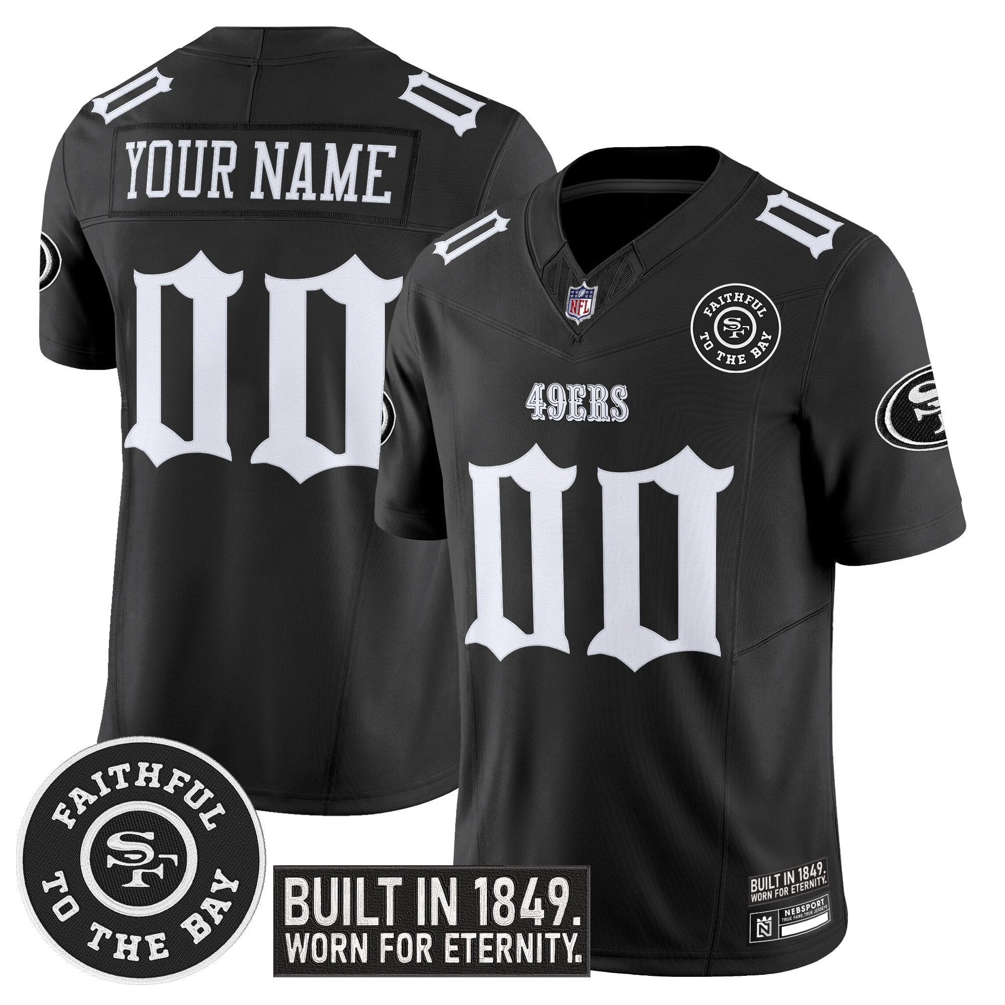 San Francisco 49ers 'Fog City Gothic Edition' Vapor Limited Custom Jersey - All Stitched