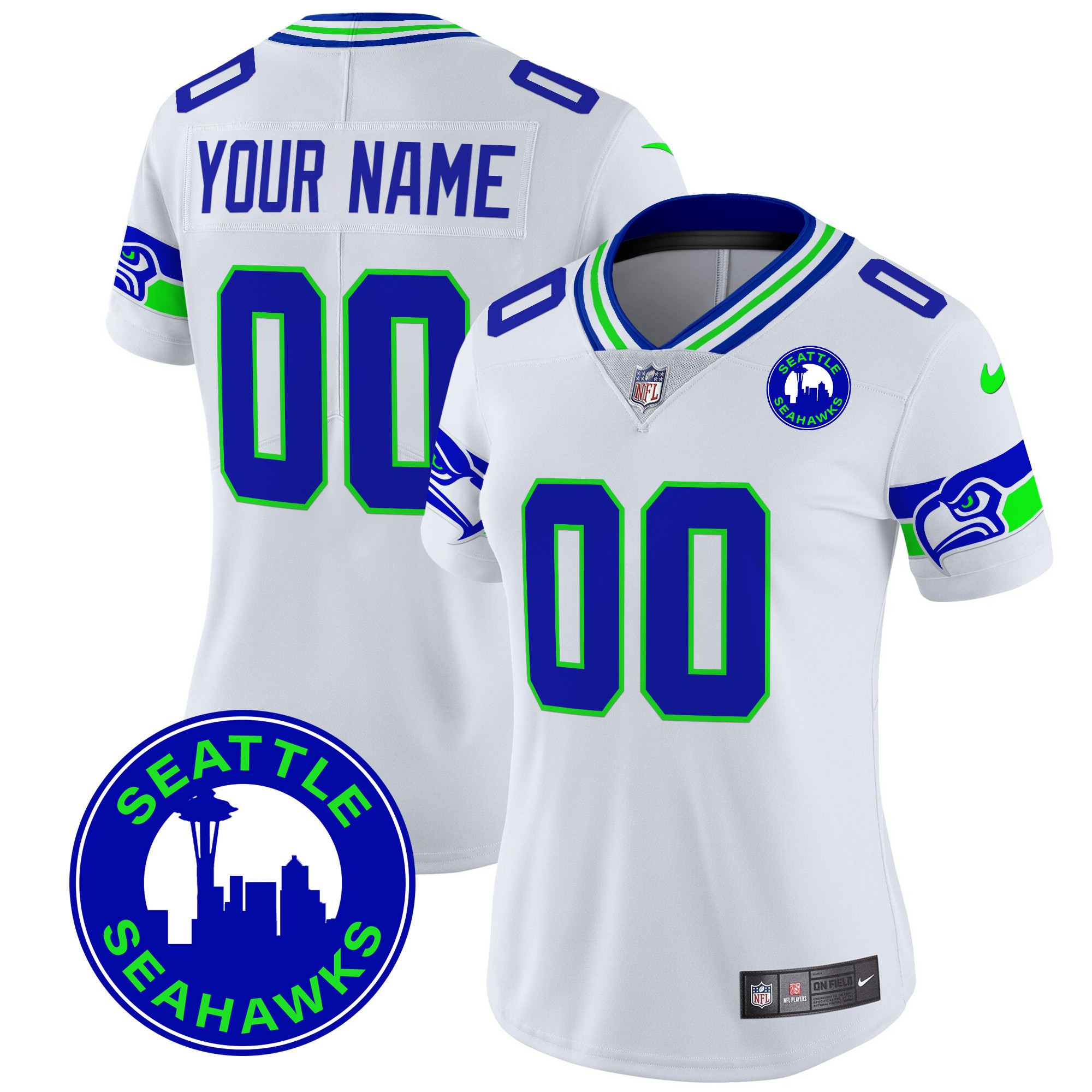 Seahawks 2025 Seattle City Patch Vapor Limited Custom Jersey - All Stitched