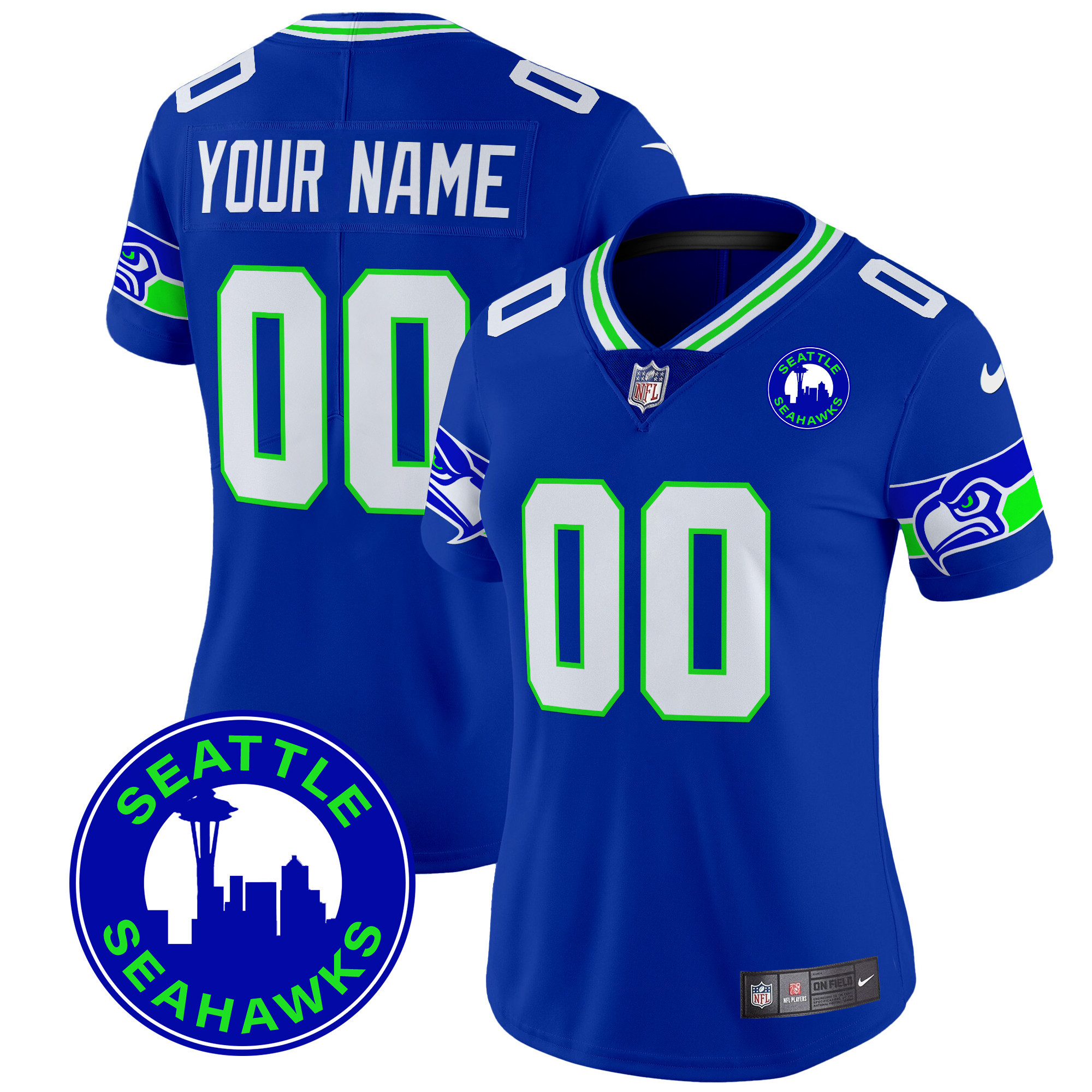 Seahawks 2025 Seattle City Patch Vapor Limited Custom Jersey - All Stitched