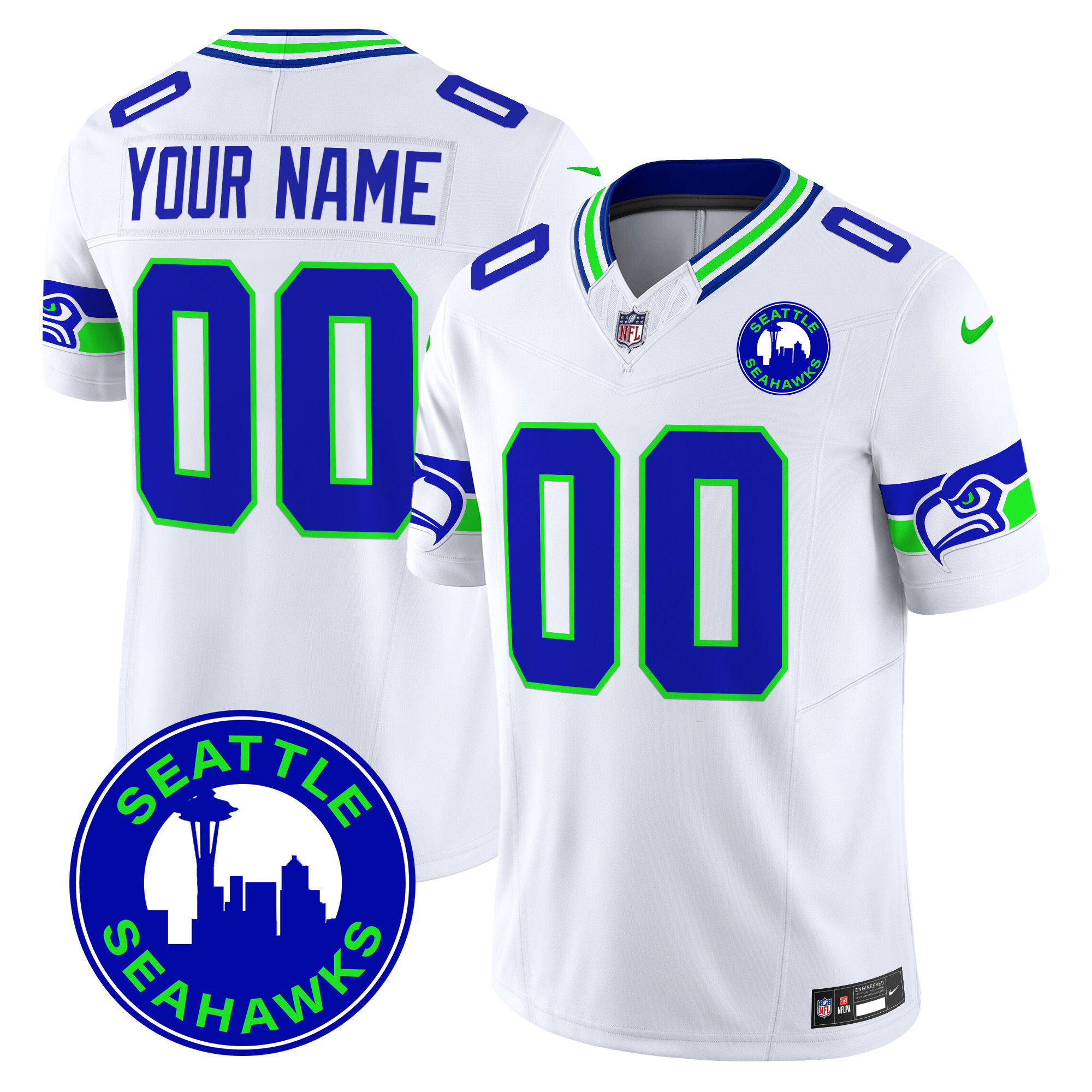 Seahawks 2025 Seattle City Patch Vapor Limited Custom Jersey - All Stitched