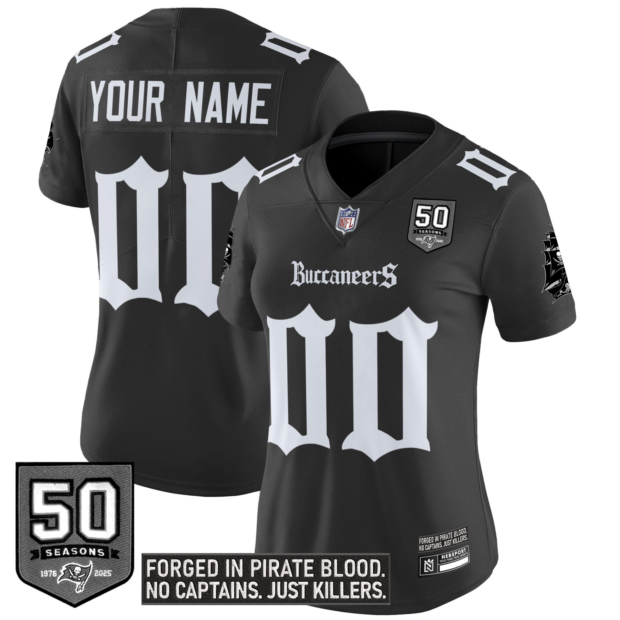 Tampa Bay Buccaneers 'Gothic Pirate Shadows Edition' Vapor Limited Custom Jersey - All Stitched