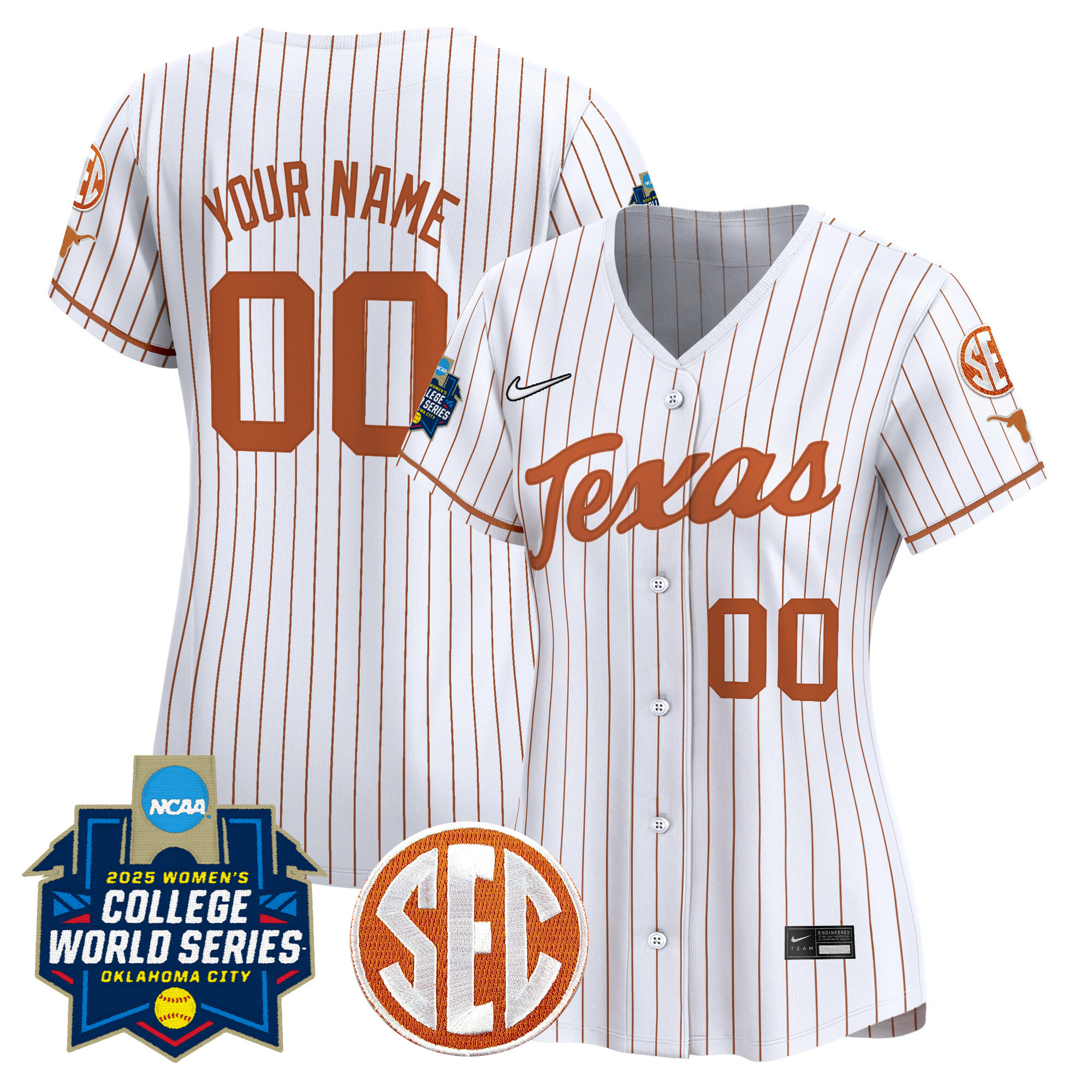 Texas Longhorns Softball 2025 World Series (WCWS) Vapor Premier Limited Custom Jersey - All Stitched