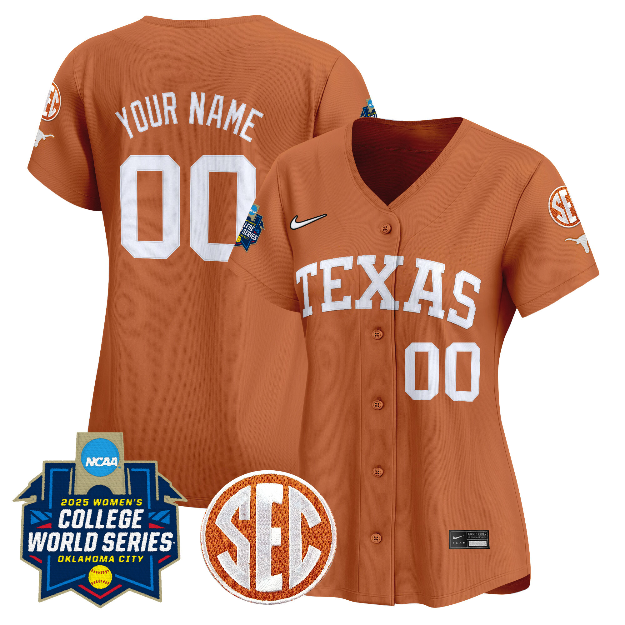 Texas Longhorns Softball 2025 World Series (WCWS) Vapor Premier Limited Custom Jersey - All Stitched