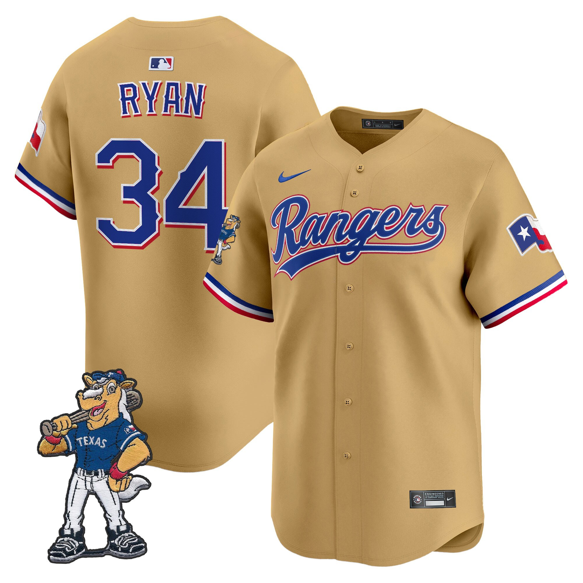 Texas Rangers - Rangers Captain Patch Vapor Premier Limited Jersey - All Stitched