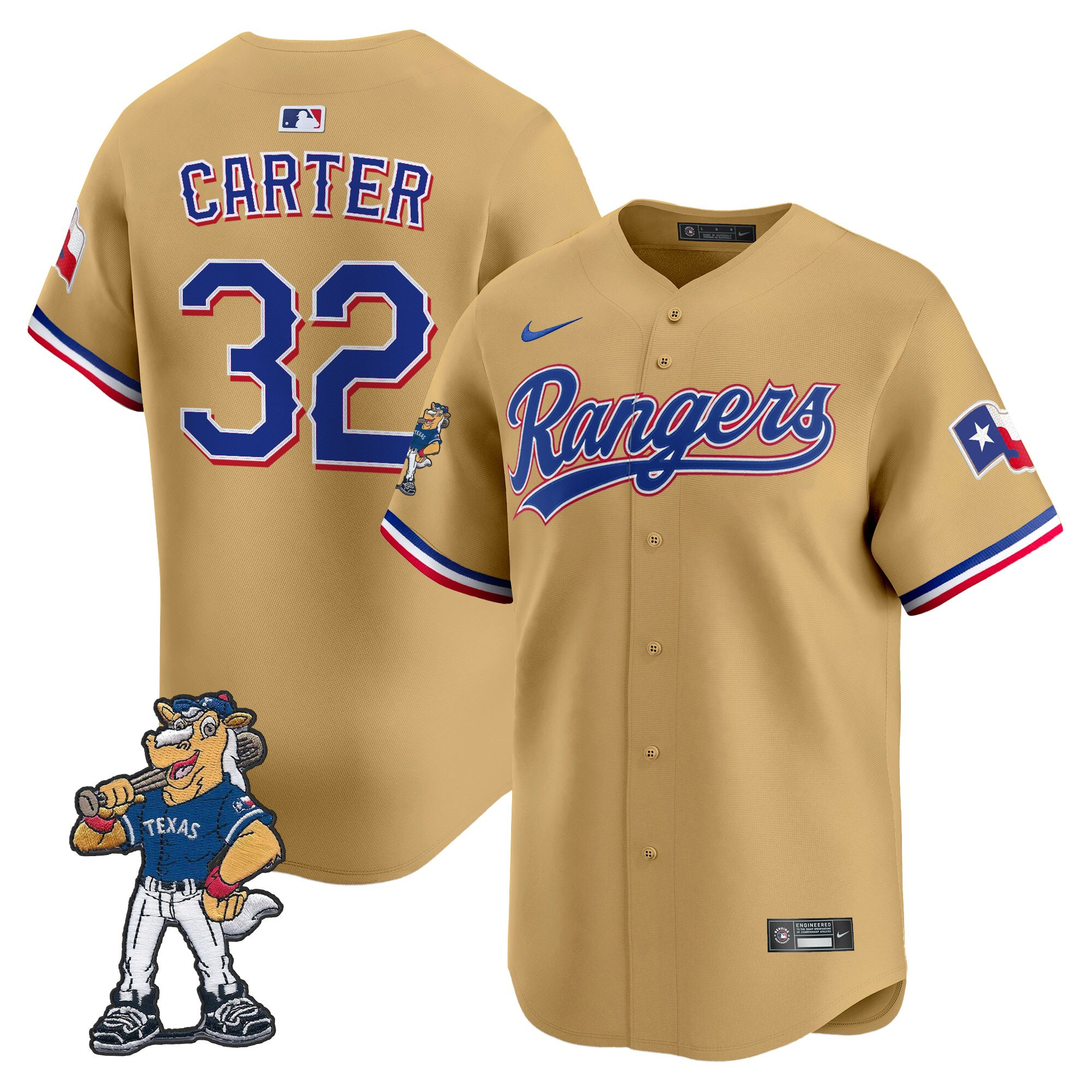 Texas Rangers - Rangers Captain Patch Vapor Premier Limited Jersey - All Stitched