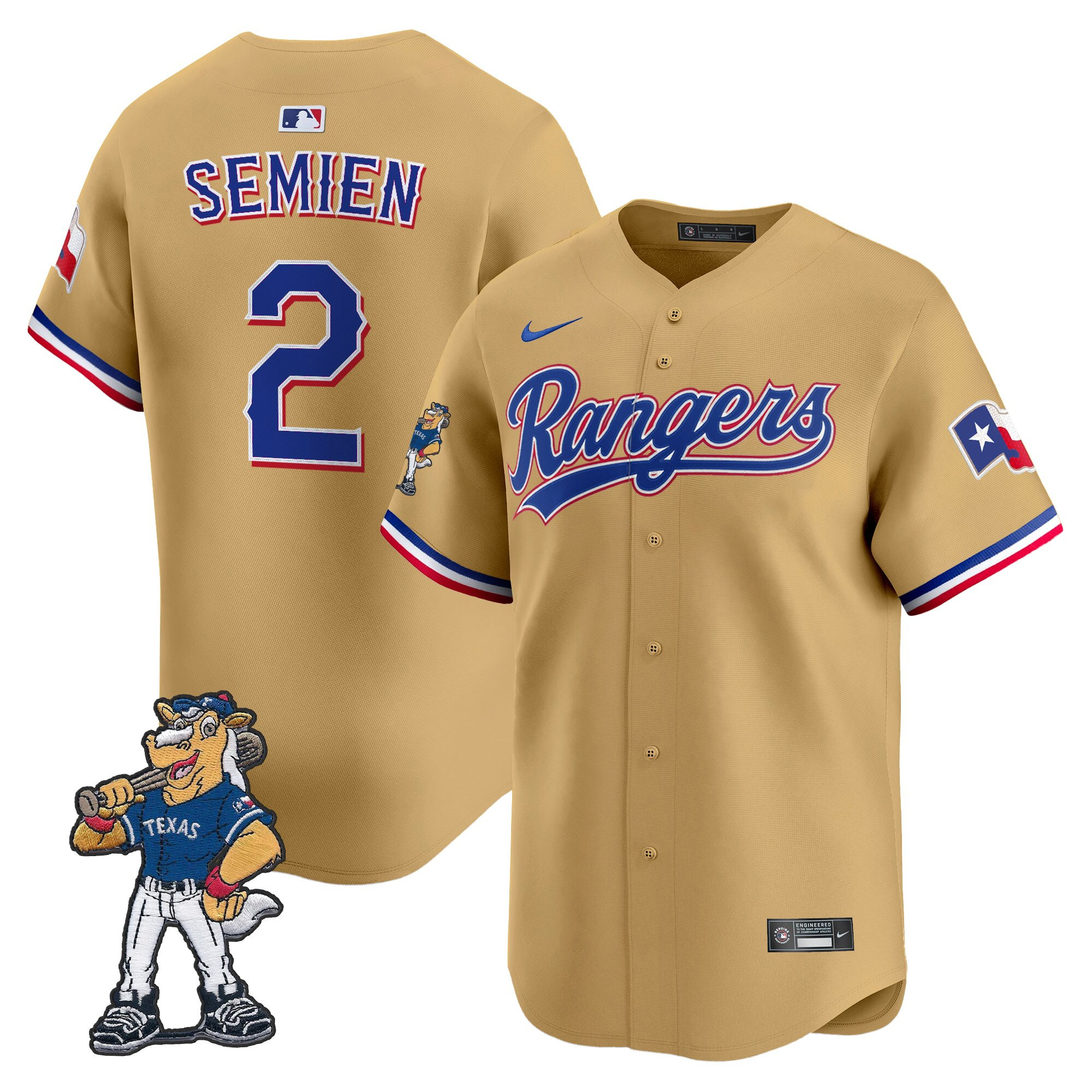 Texas Rangers - Rangers Captain Patch Vapor Premier Limited Jersey - All Stitched