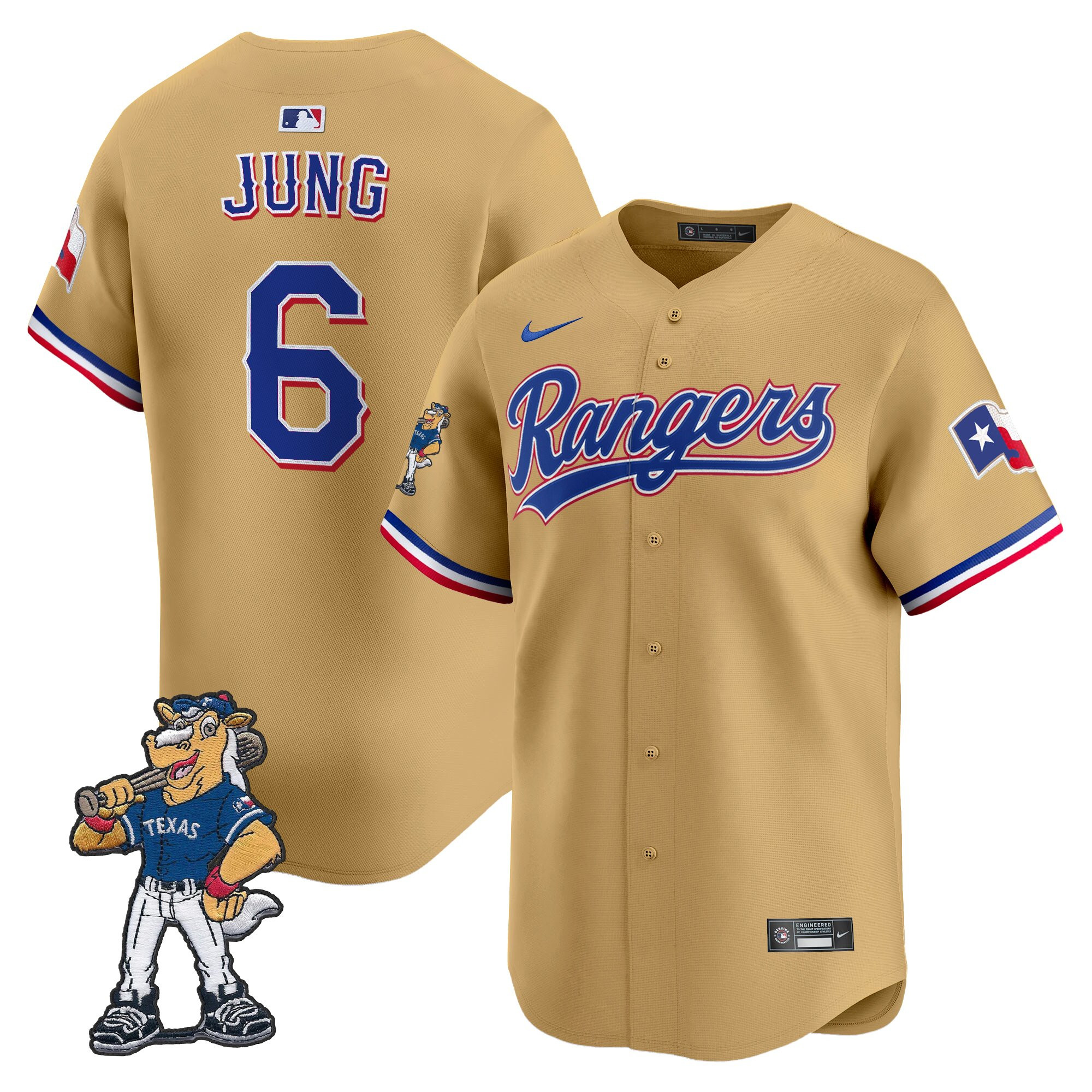 Texas Rangers - Rangers Captain Patch Vapor Premier Limited Jersey - All Stitched