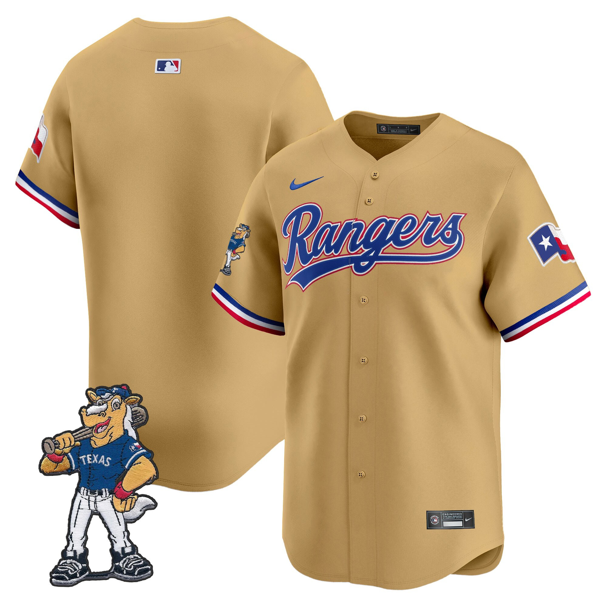 Texas Rangers - Rangers Captain Patch Vapor Premier Limited Jersey - All Stitched