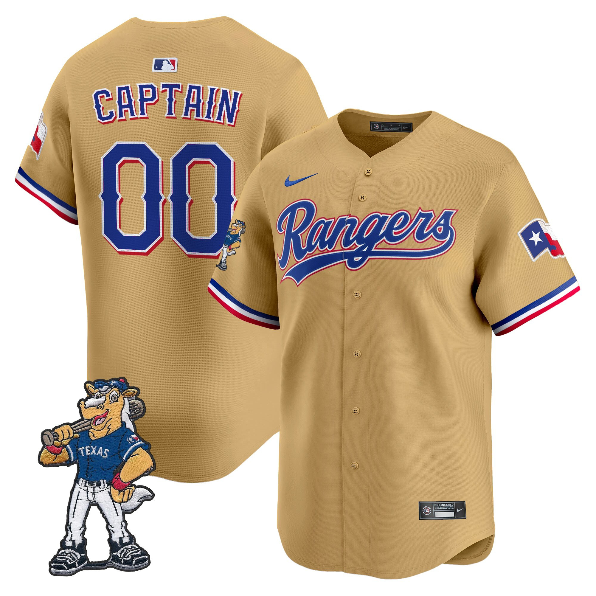 Texas Rangers - Rangers Captain Patch Vapor Premier Limited Jersey - All Stitched