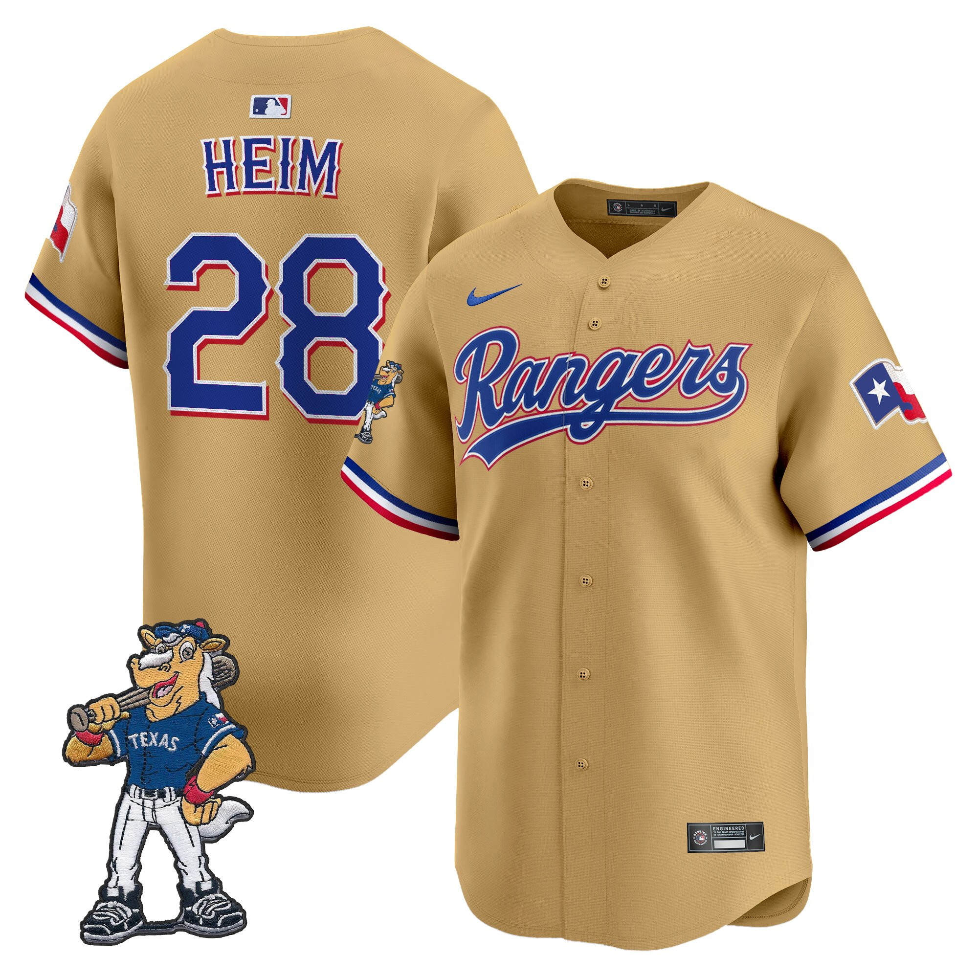 Texas Rangers - Rangers Captain Patch Vapor Premier Limited Jersey - All Stitched