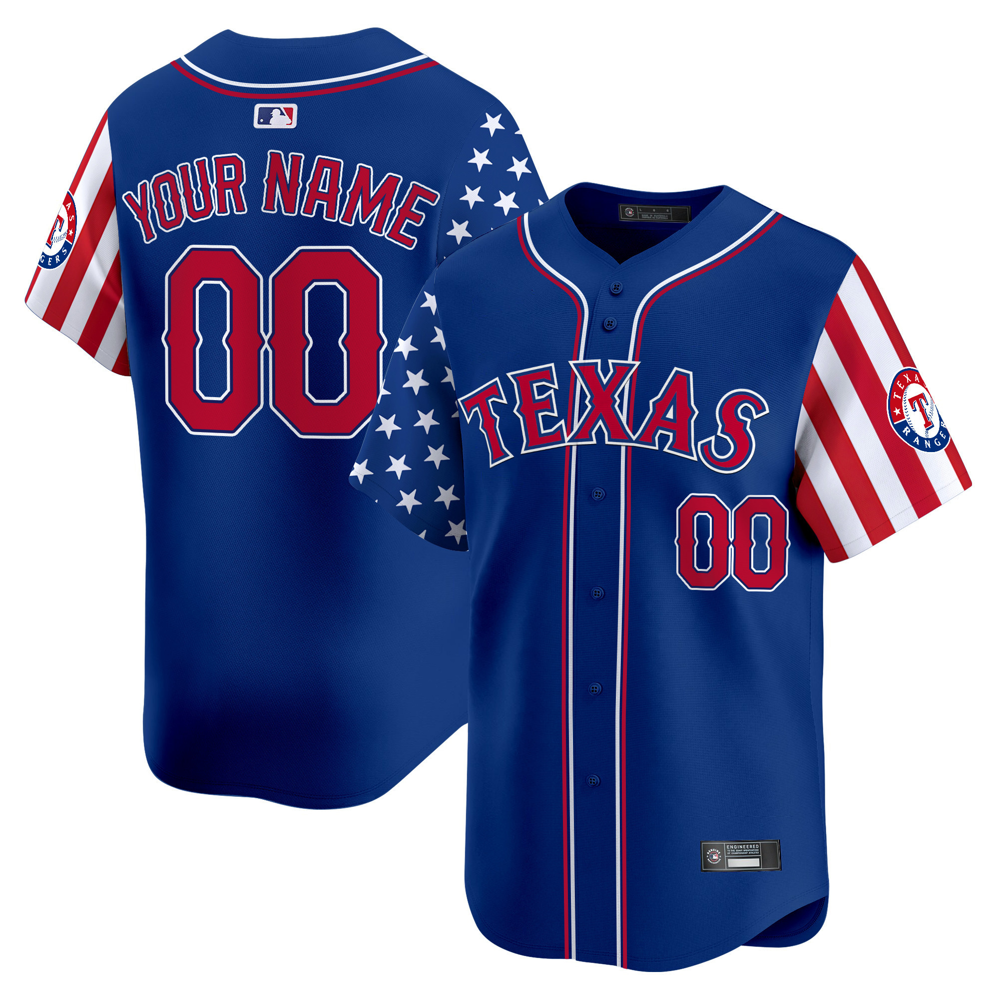 Texas Rangers 2025 Independence Day Vapor Premier Limited Custom Jersey - All Stitched