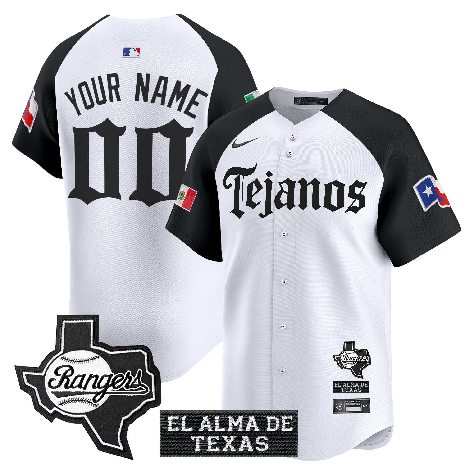 Texas Rangers Mexico Tejano Barrio Style Vapor Premier Limited Custom Jersey - All Stitched