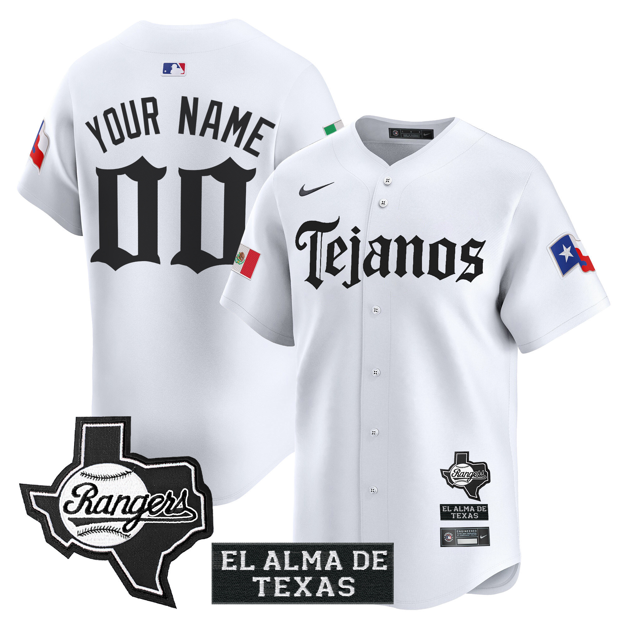 Texas Rangers Mexico Tejano Barrio Style Vapor Premier Limited Custom Jersey - All Stitched