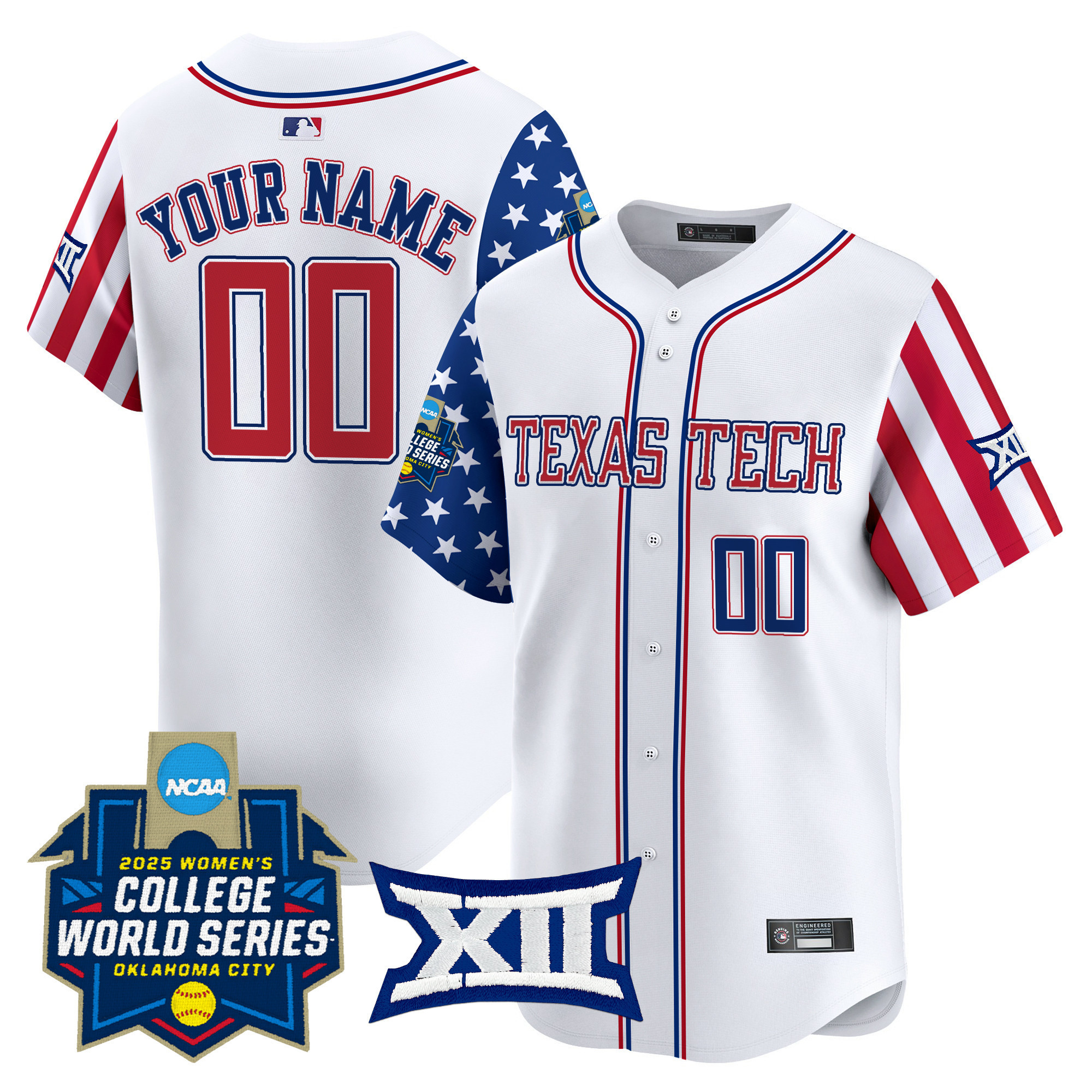 Texas Tech Red Raiders Softball 2025 Independence Day Vapor Premier Limited Custom Jersey - All Stitched