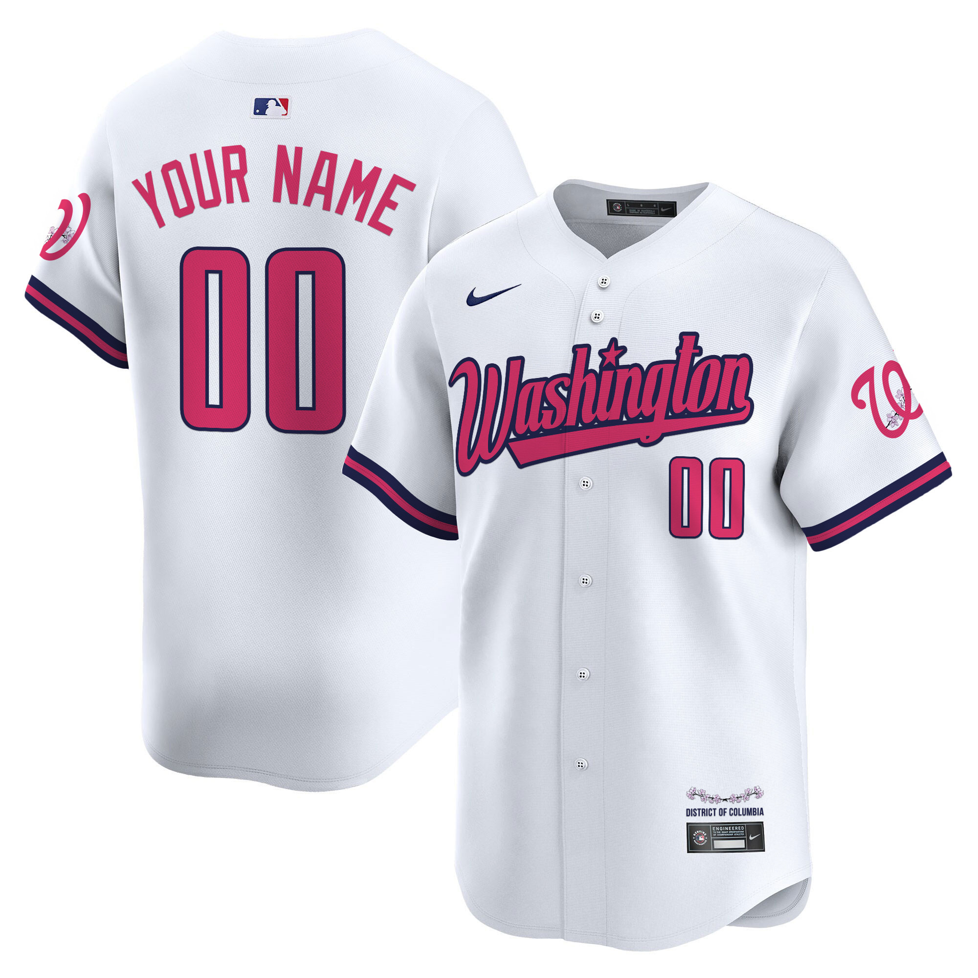 Washington Nationals Cherry Blossom Style Vapor Limited Custom Jersey - All Stitched
