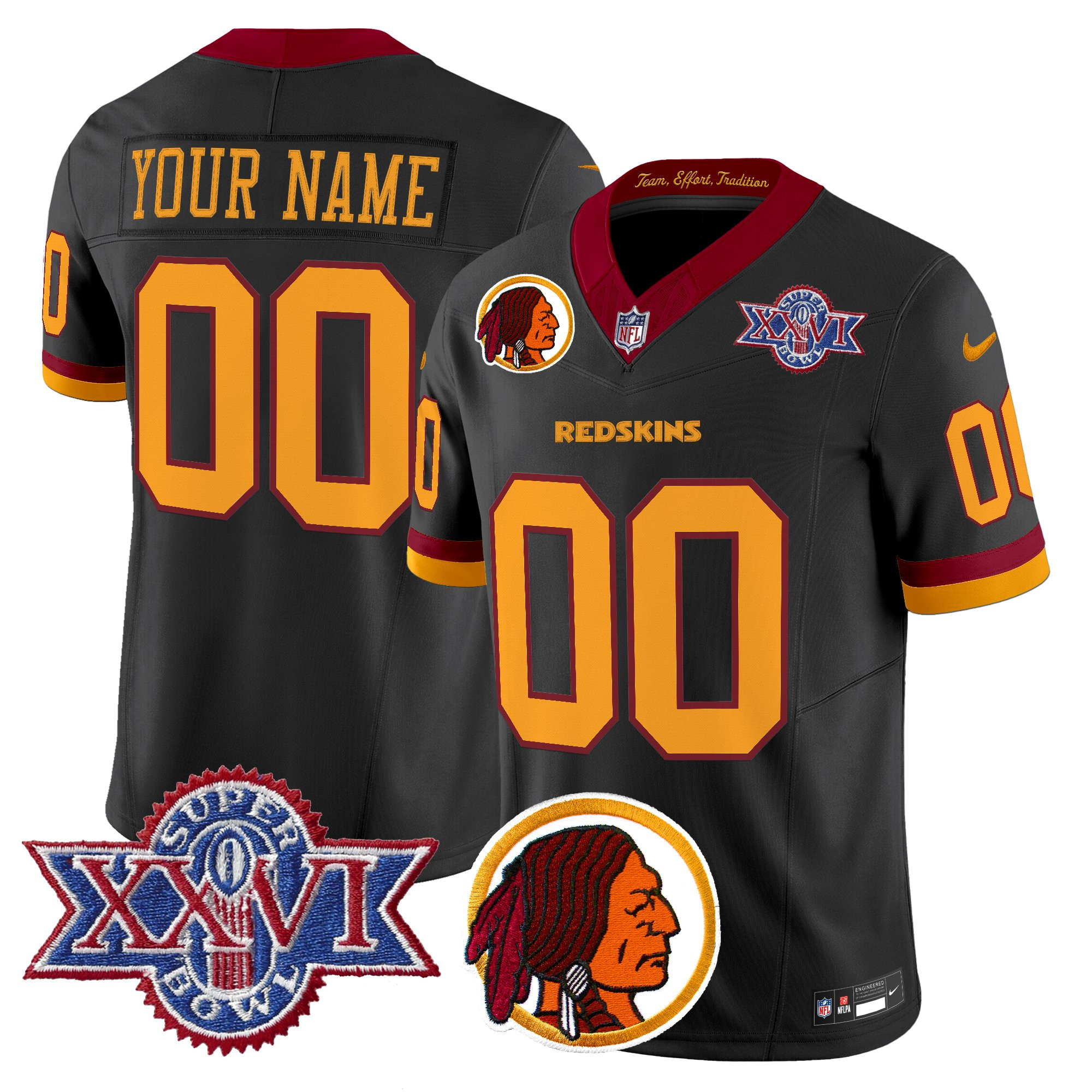 Washington Redskins Throwback 1992 Super Bowl XXVI Patch Vapor Limited Custom Jersey V2 - All Stitched