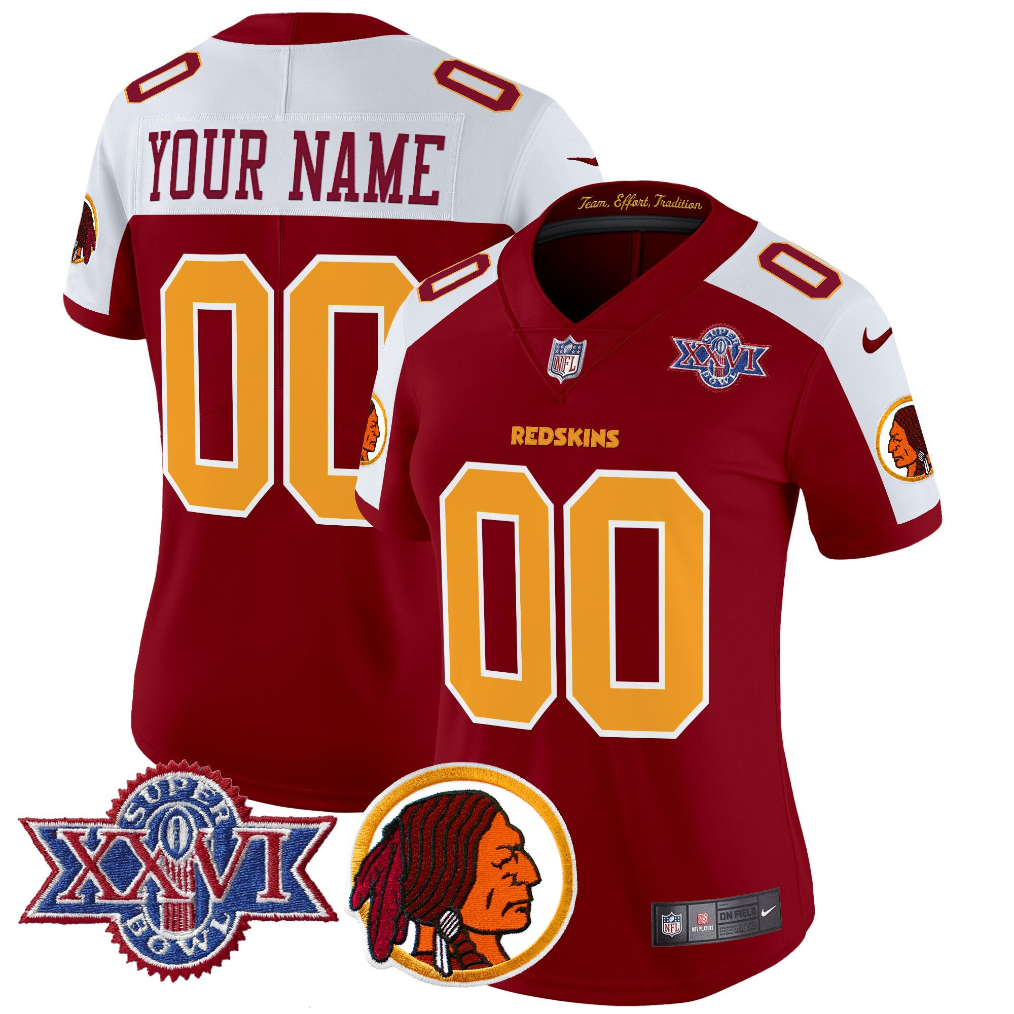 Washington Redskins Throwback 1992 Super Bowl XXVI Patch Vapor Limited Custom Jersey V2 - All Stitched