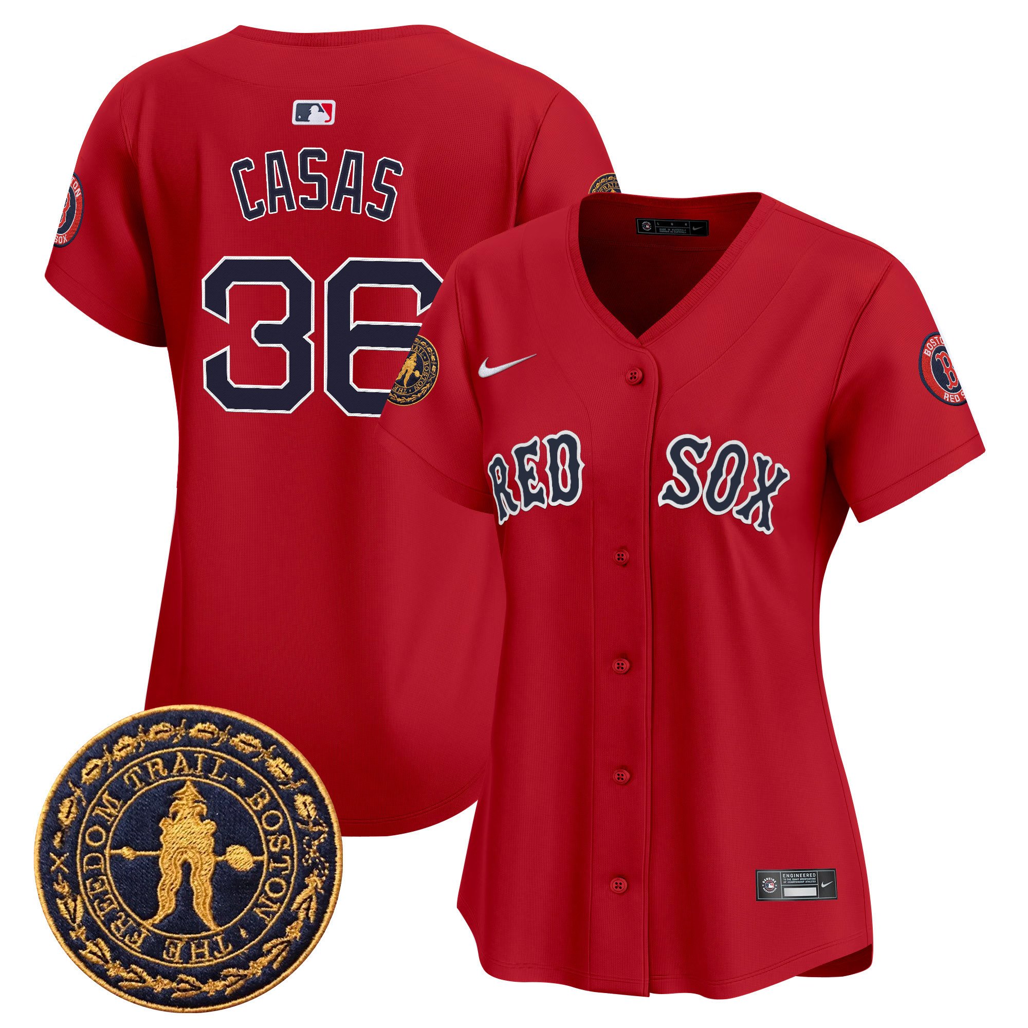 Women's Boston Red Sox Freedom Trail Patch Vapor Premier Limited Jersey - All Stitched
