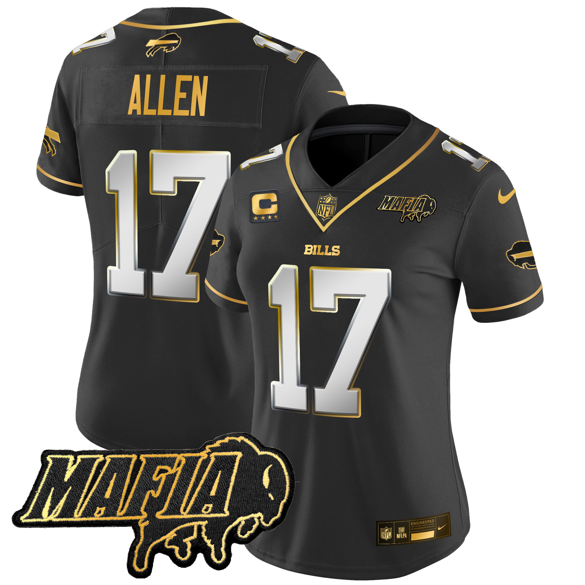 Women's Buffalo Bills 2025 Bills Mafia Patch Gold Vapor Limited Jersey - All Stitched
