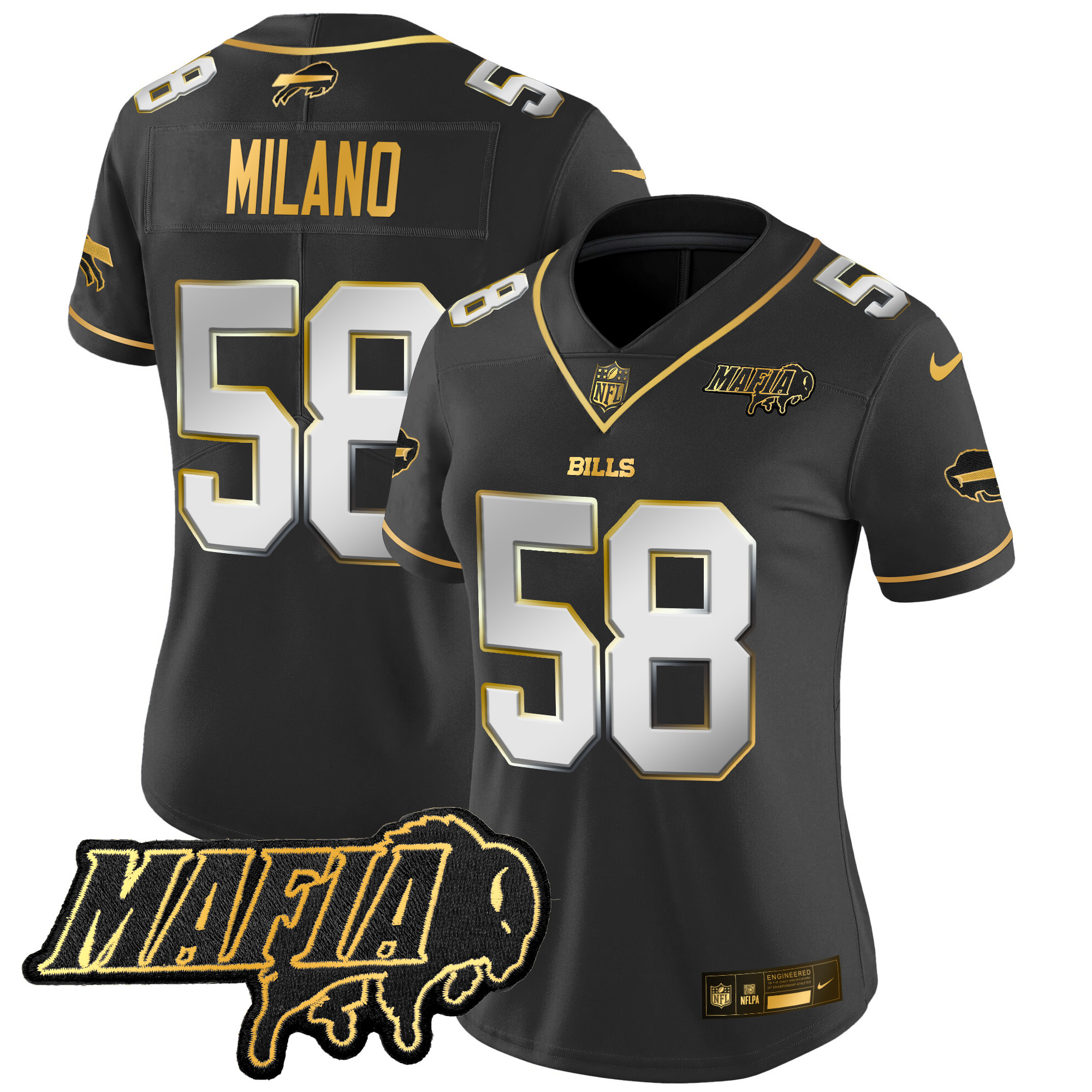 Women's Buffalo Bills 2025 Bills Mafia Patch Gold Vapor Limited Jersey - All Stitched
