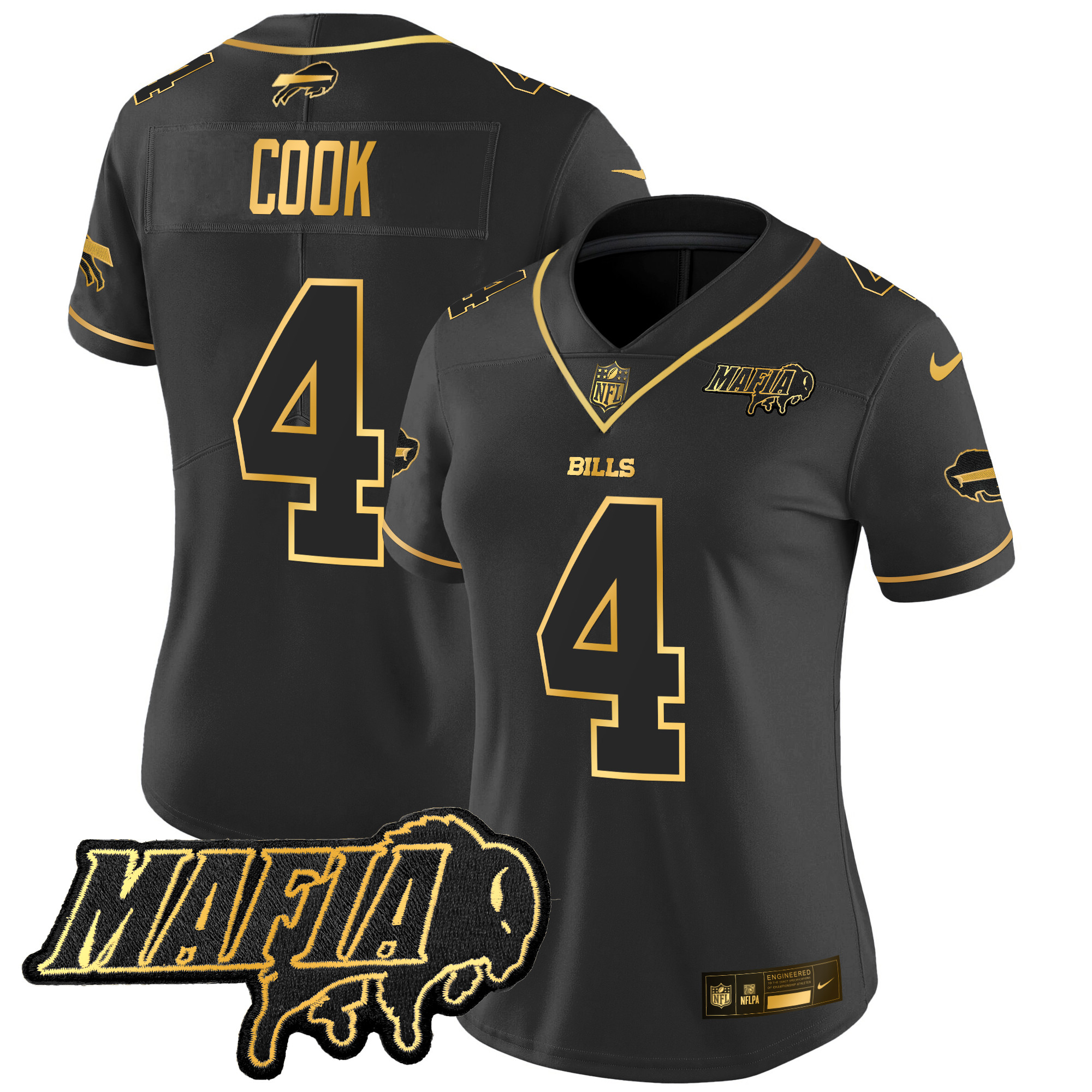 Women's Buffalo Bills 2025 Bills Mafia Patch Gold Vapor Limited Jersey - All Stitched