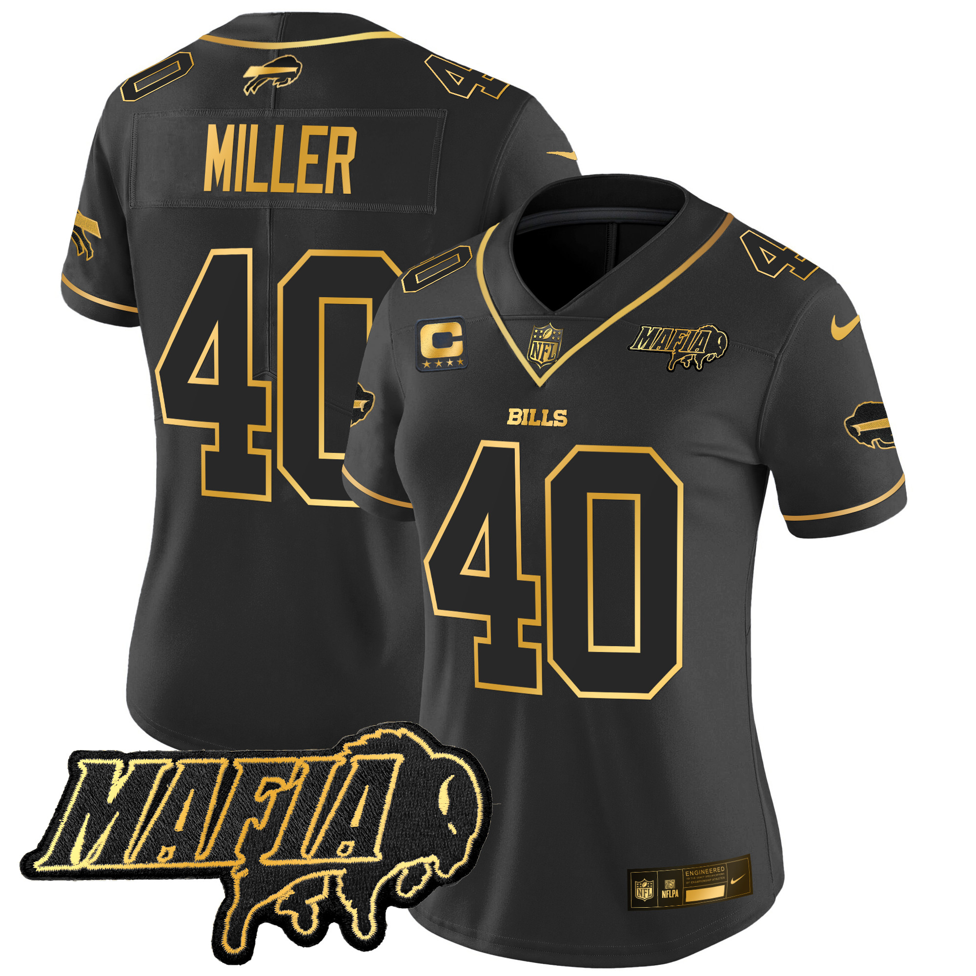 Women's Buffalo Bills 2025 Bills Mafia Patch Gold Vapor Limited Jersey - All Stitched